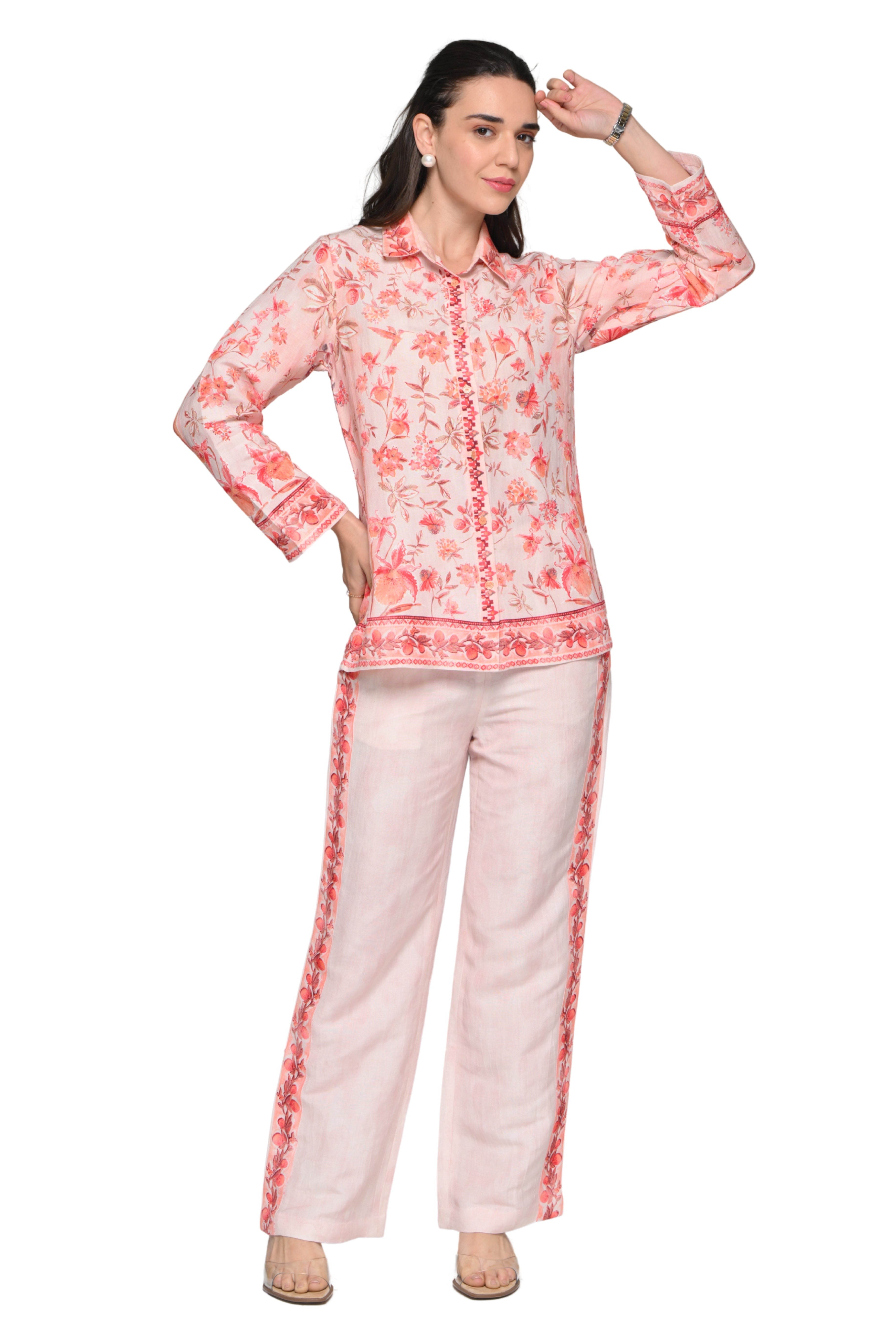 Taroob Mono-tone Garden Rhapsody Linen Co-ord Set