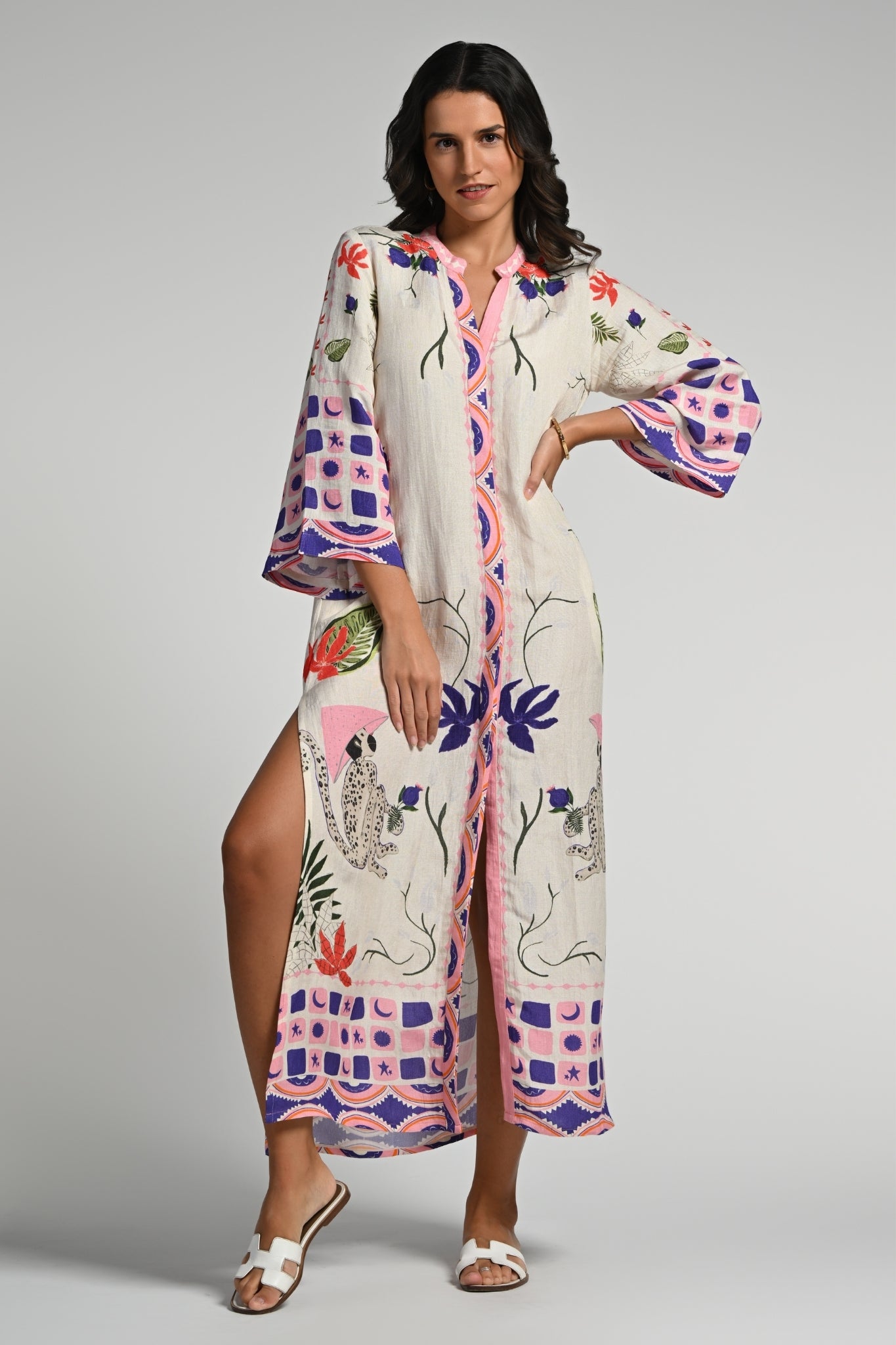 Taroob Monkey Pop Linen Maxi Dress