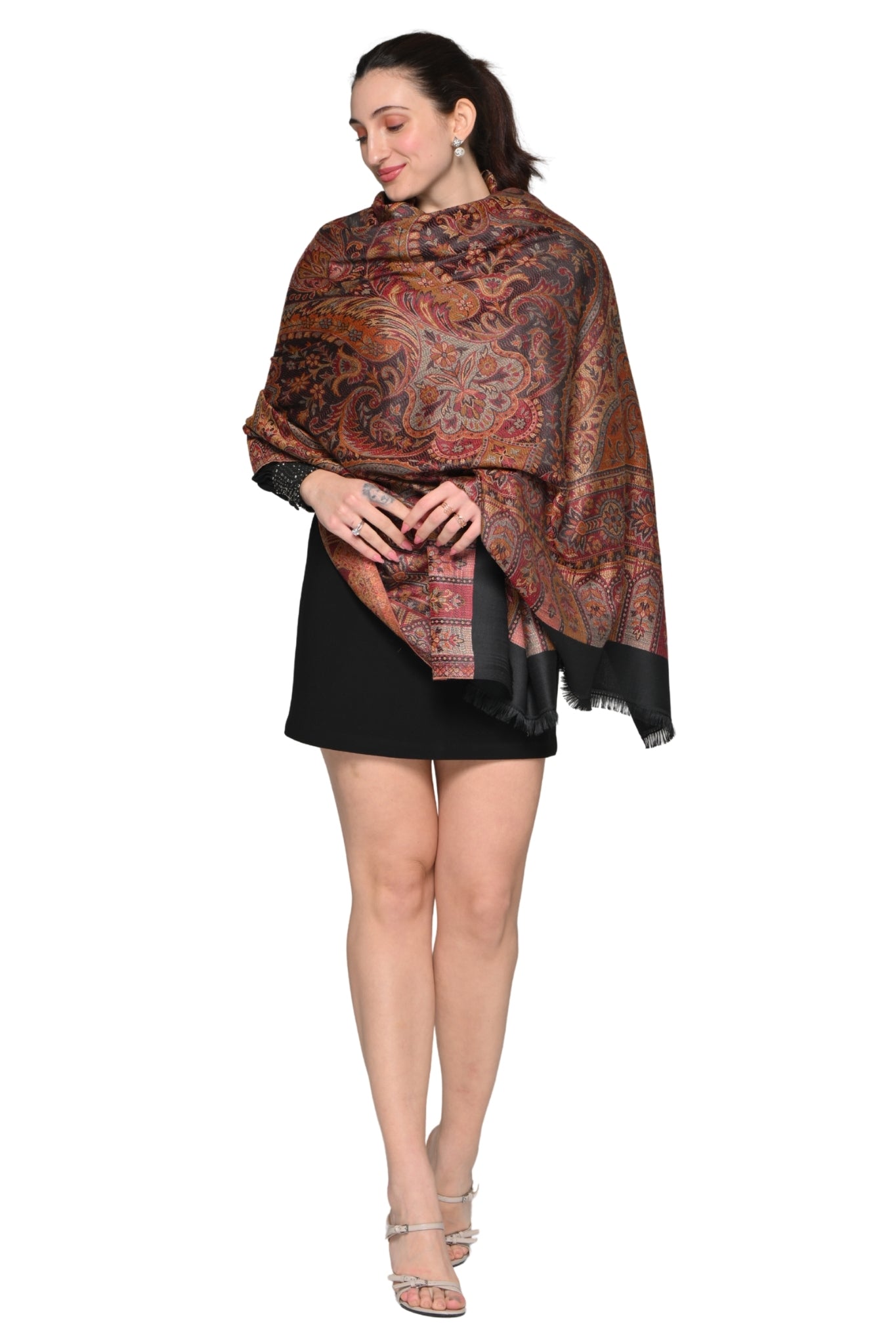 Taroob Faux Pashmina Antique Jamawar Shawl