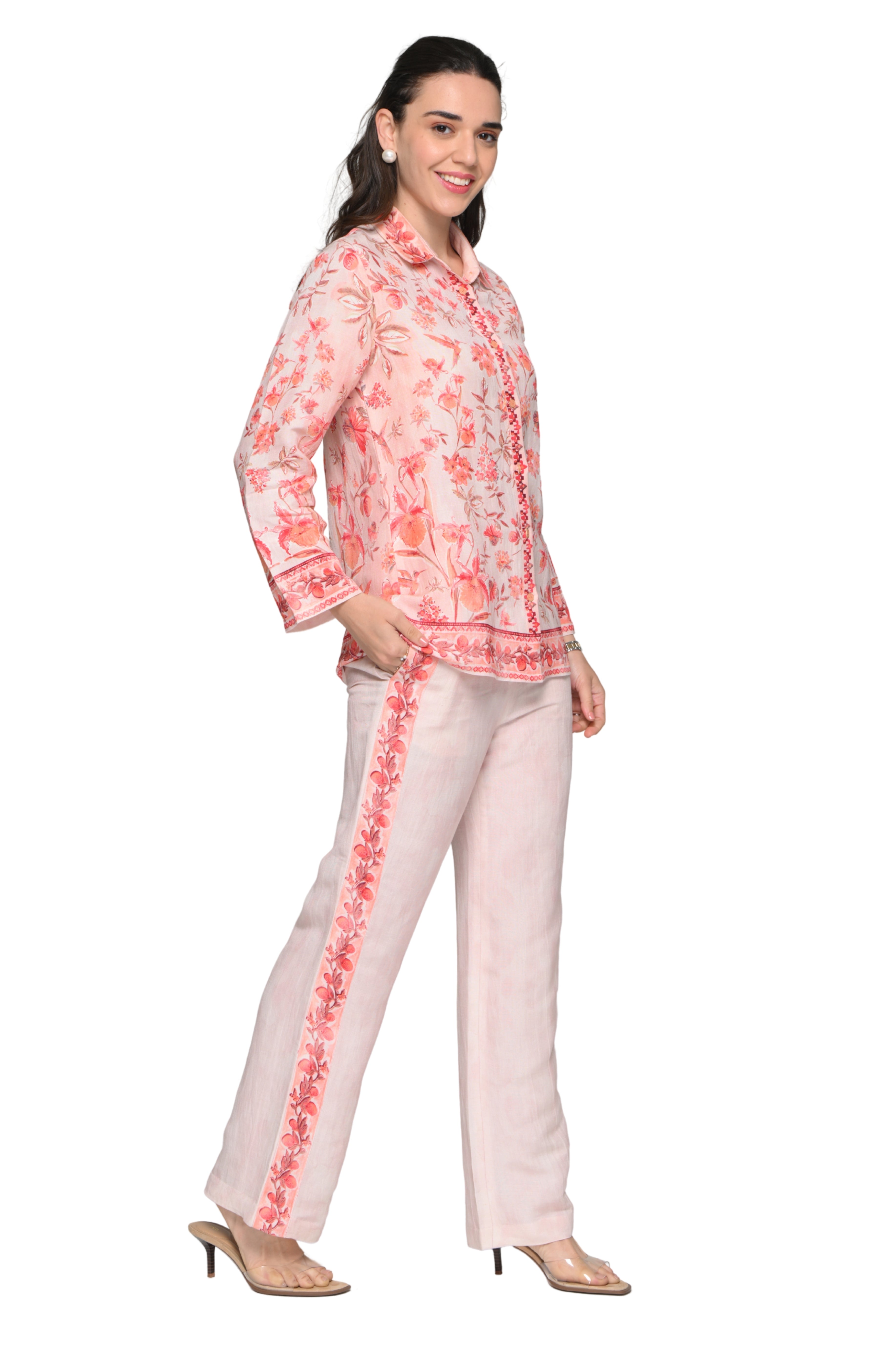 Taroob Mono-tone Garden Rhapsody Linen Co-ord Set