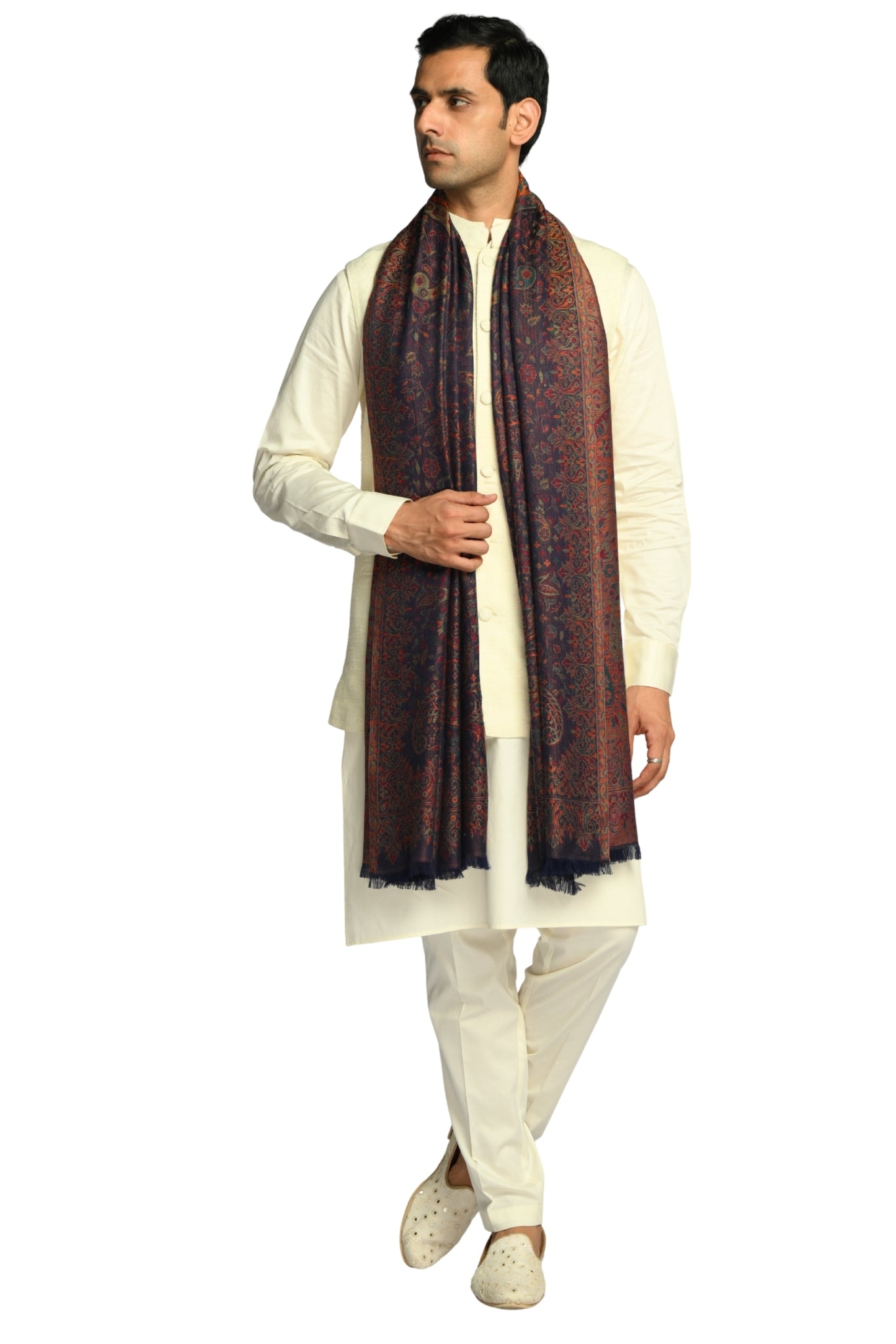 Taroob Vintage Paisley Kashmiri Silk Jamawar Shawl