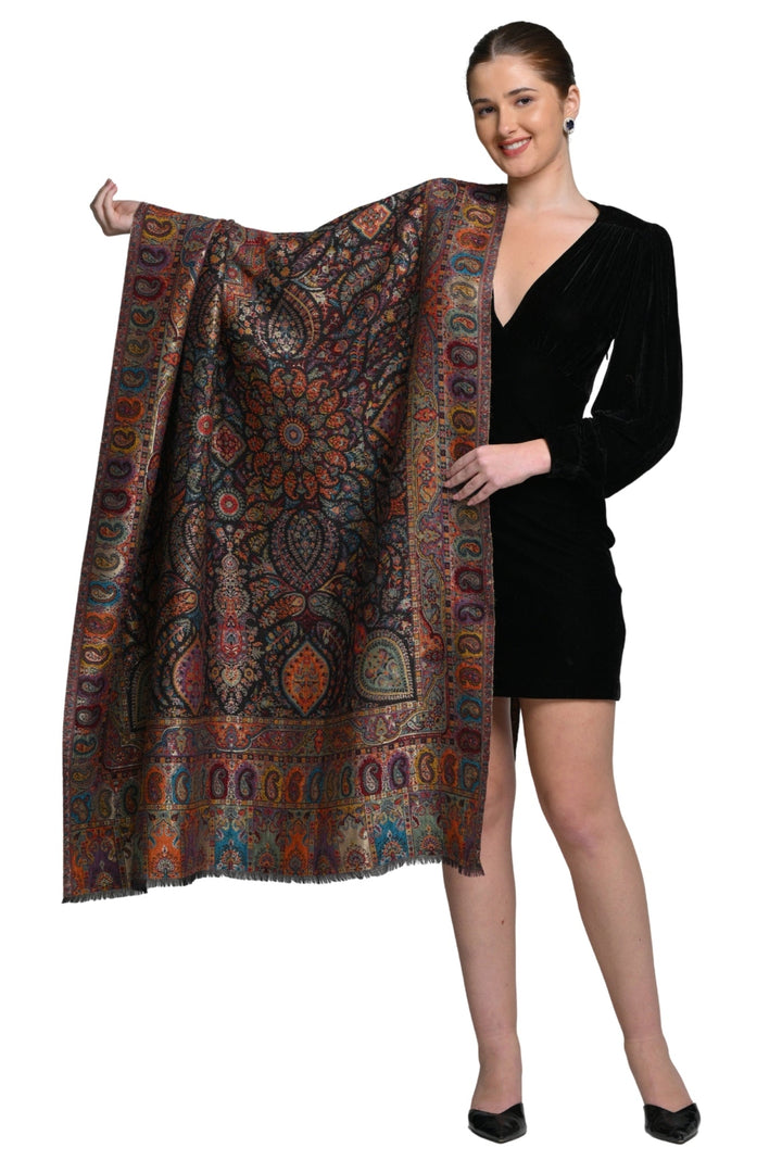 Taroob Regal Kashmiri Resham Reversible Shawl