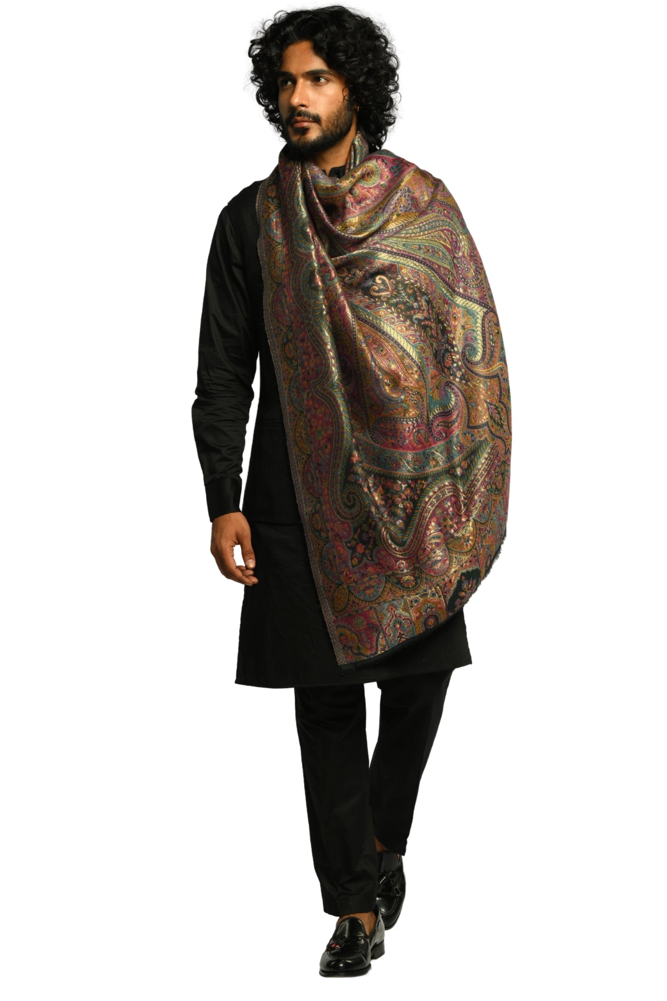 Taroob Vintage Paisley Resham Shawl