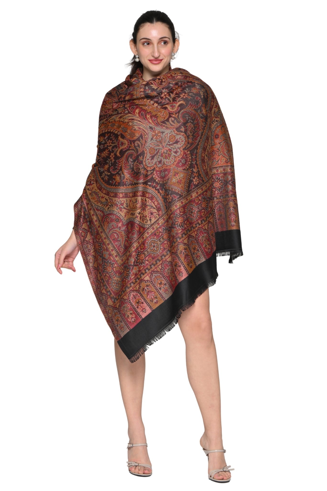 Taroob Faux Pashmina Antique Jamawar Shawl
