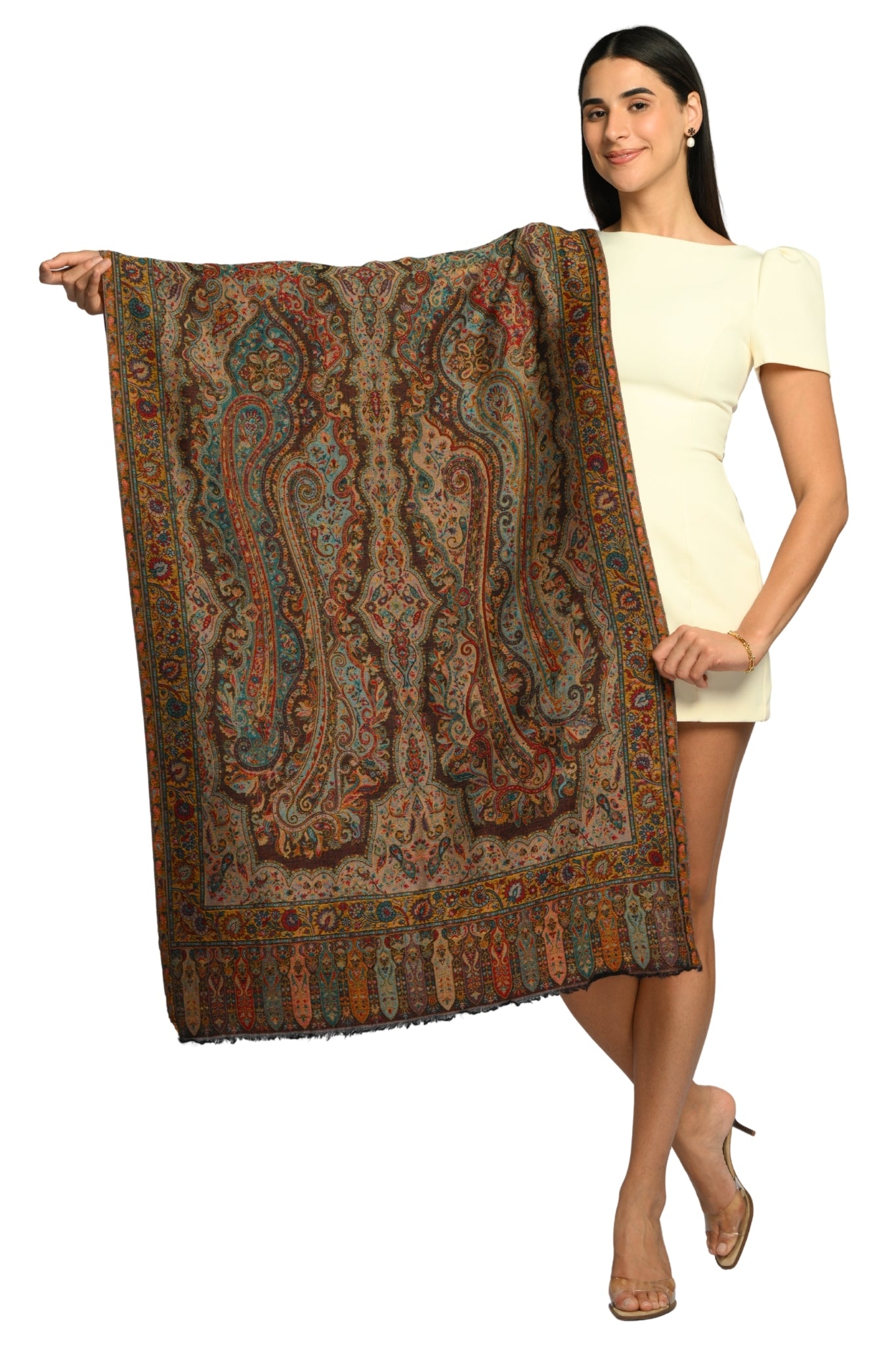 Taroob Luxe Paisley Merino Wool Reversible Stole