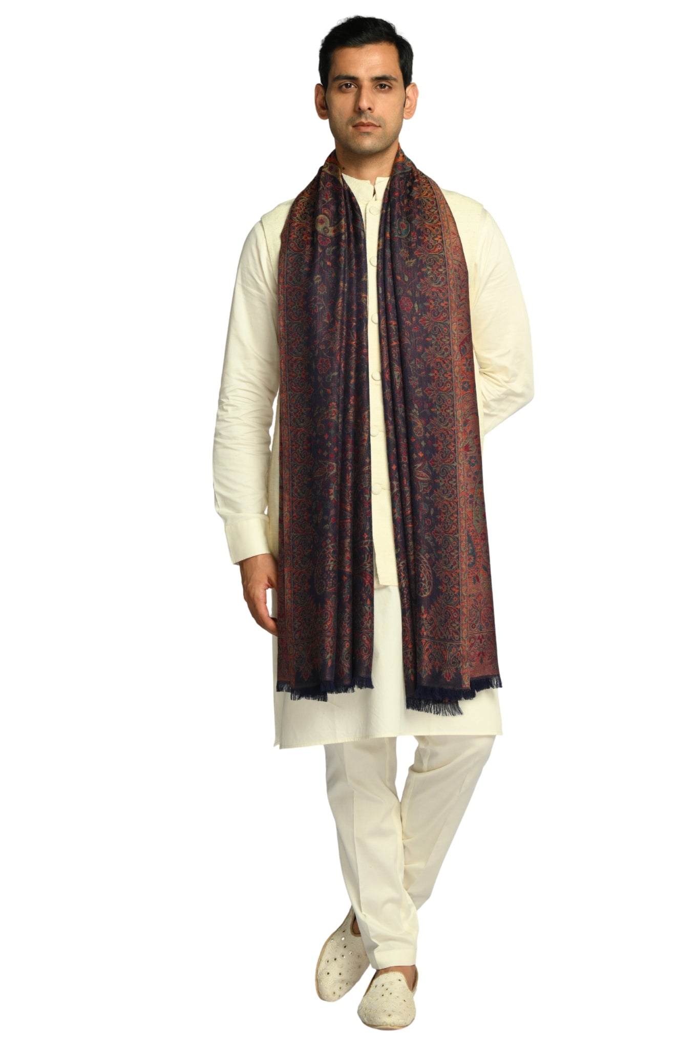 Taroob Vintage Paisley Kashmiri Silk Jamawar Shawl