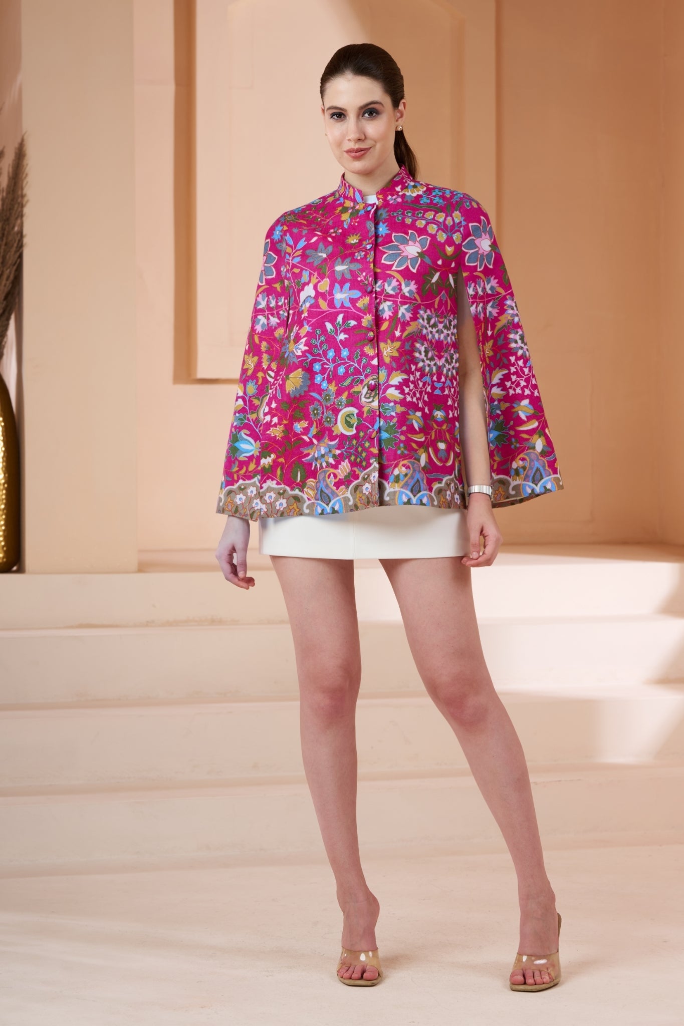 Taroob Fusion Floral Kalamkari Cape