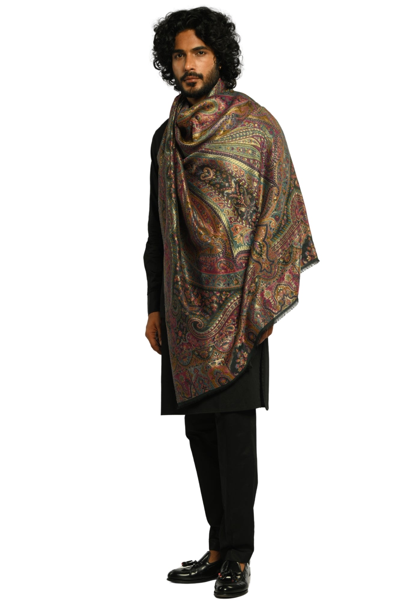Taroob Vintage Paisley Resham Shawl
