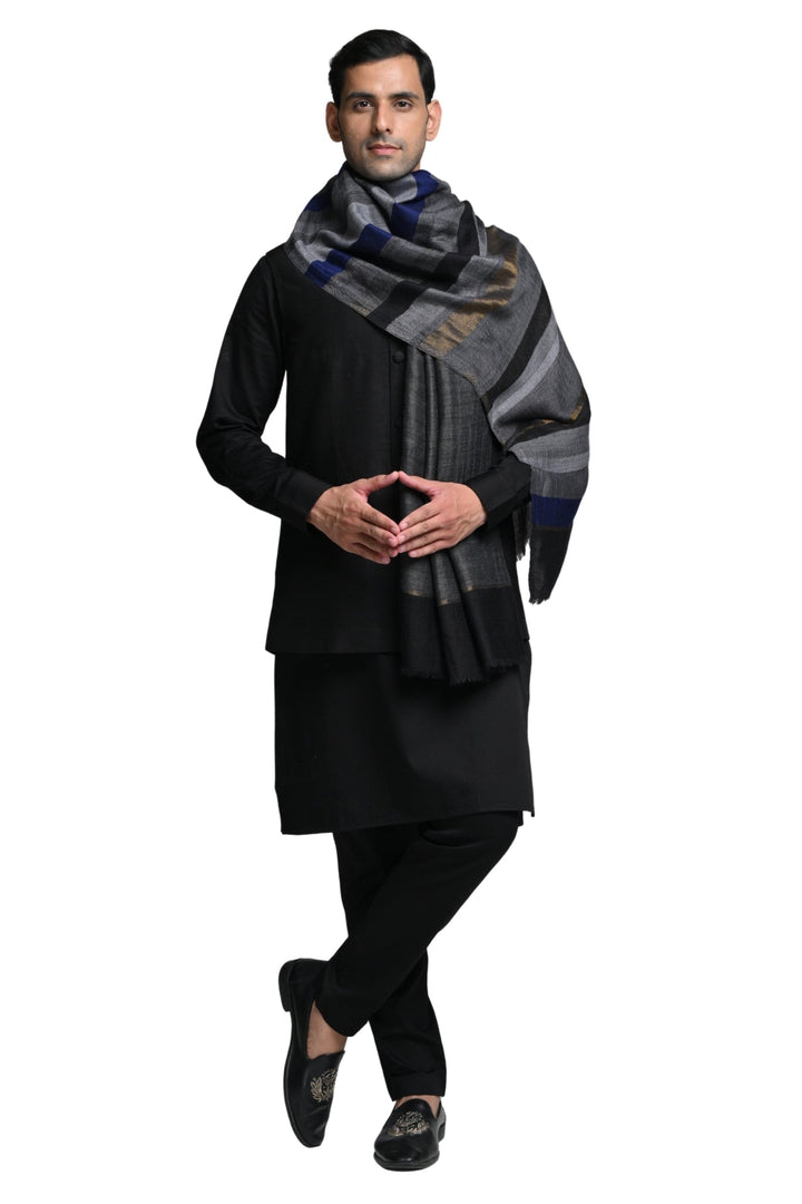 Taroob Handwoven look Fine Wool Zari Stole