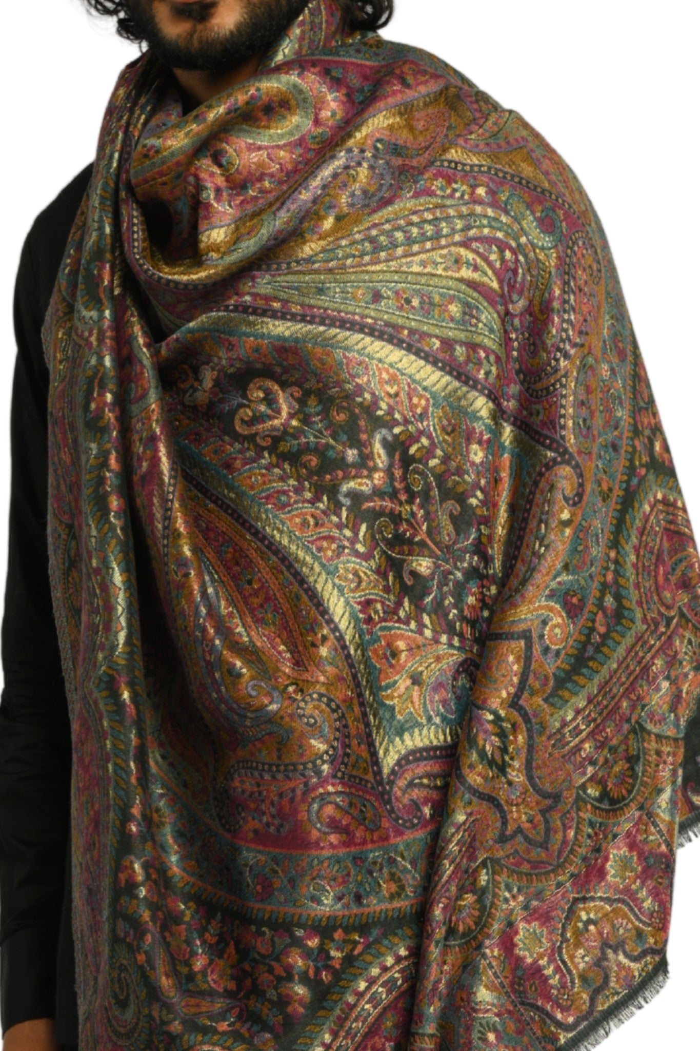 Taroob Vintage Paisley Resham Shawl