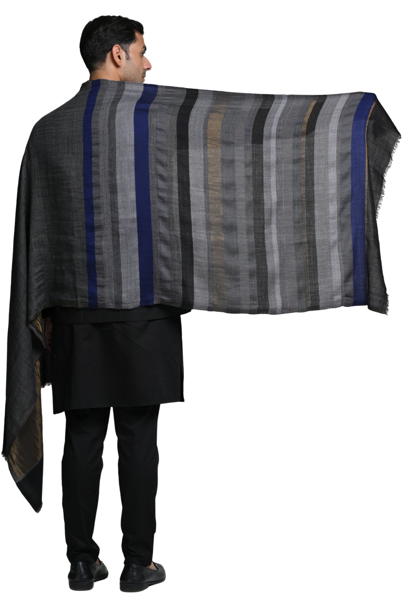 Taroob Multi Striper Soft  Wool Zari Stole