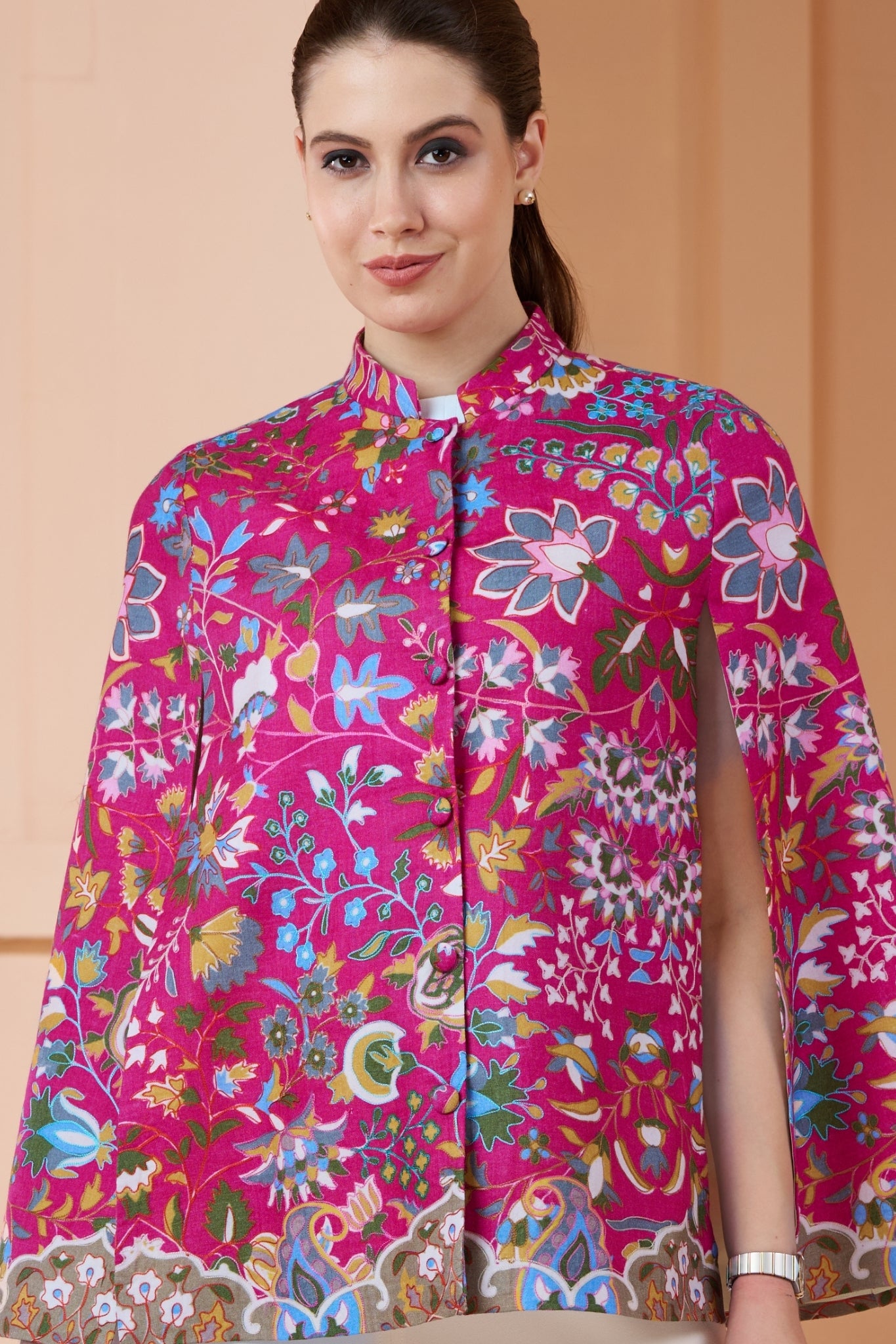 Taroob Fusion Floral Kalamkari Cape