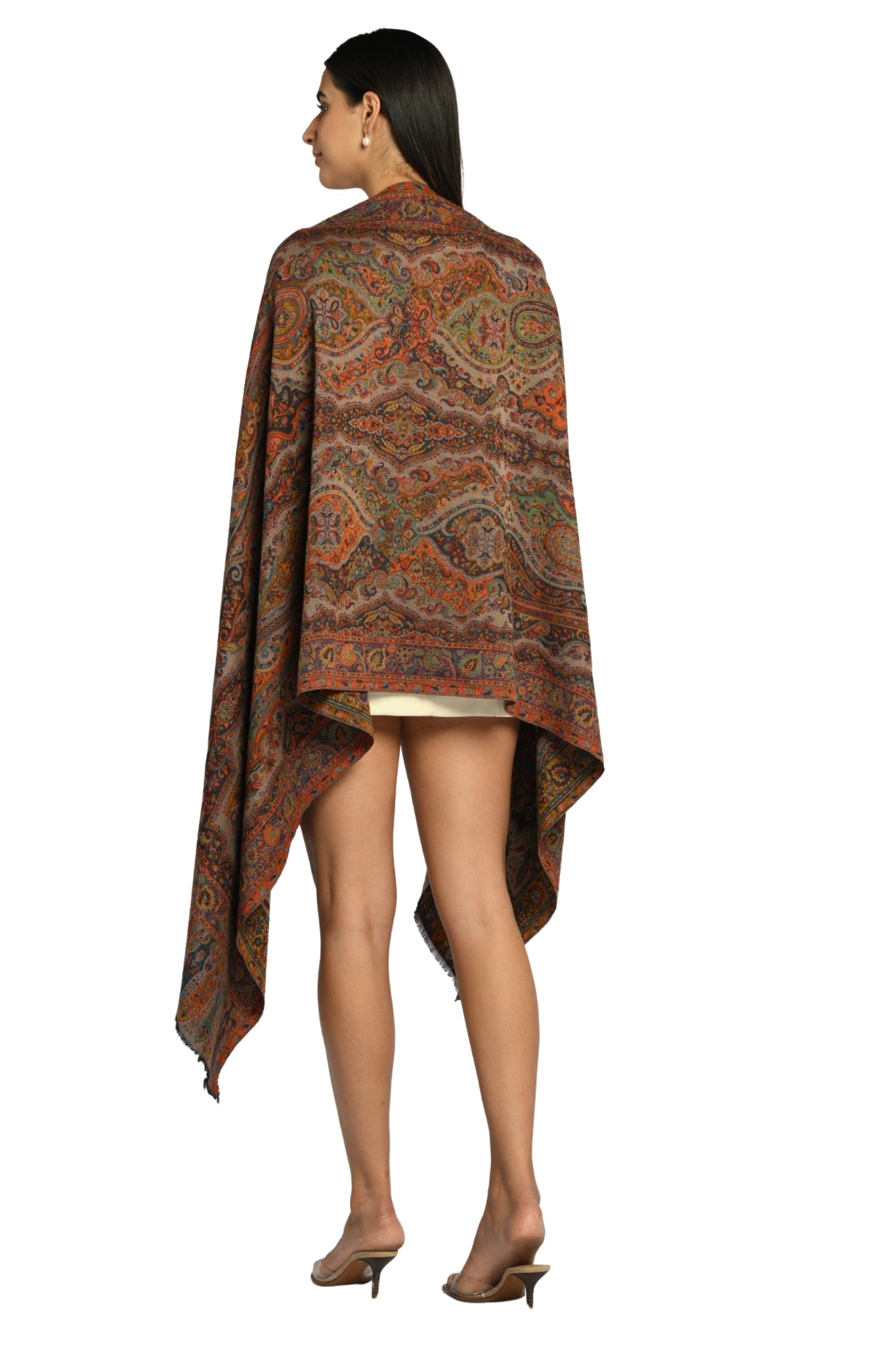 Taroob Luxe Paisley Merino Wool Reversible Stole
