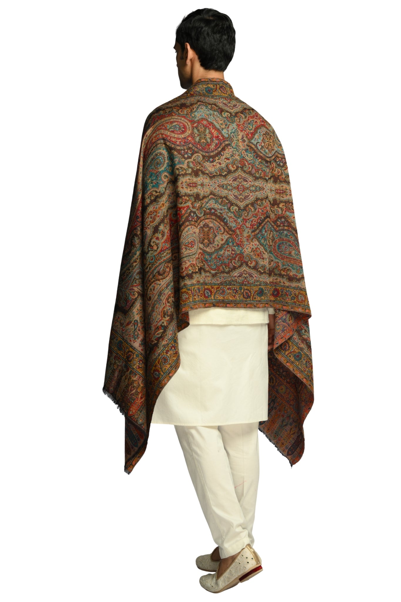 Taroob Luxe Paisley Merino Wool Reversible Stole
