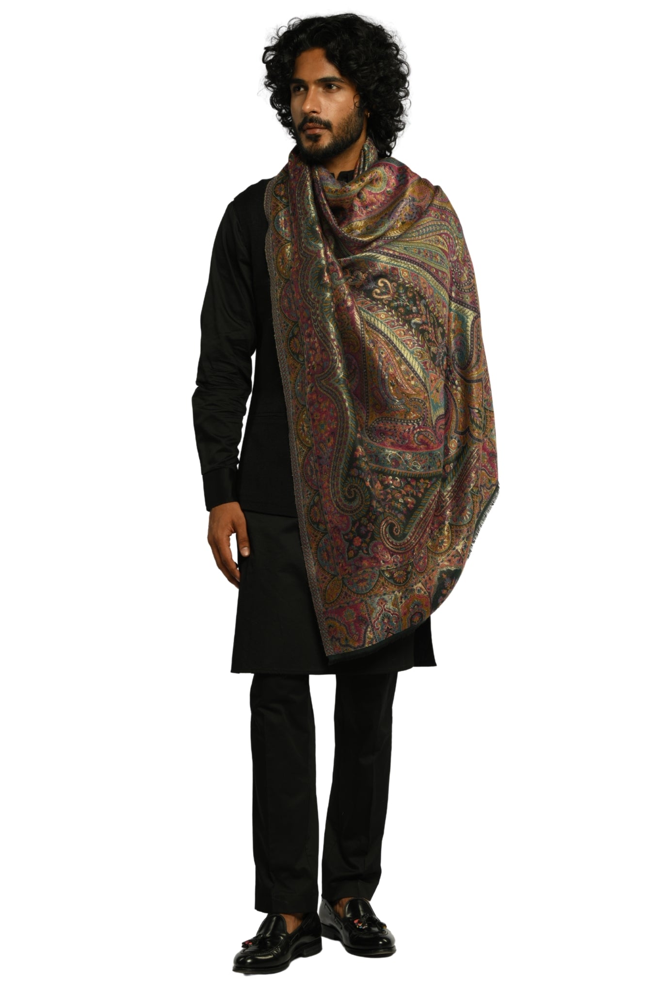 Taroob Vintage Paisley Resham Shawl