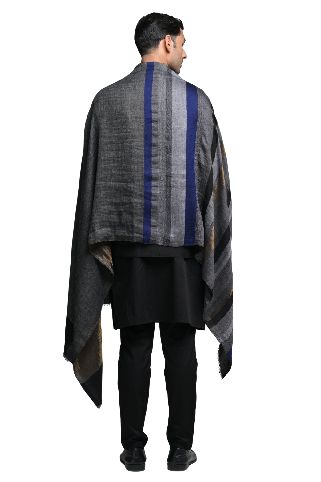 Taroob Multi Striper Soft  Wool Zari Stole