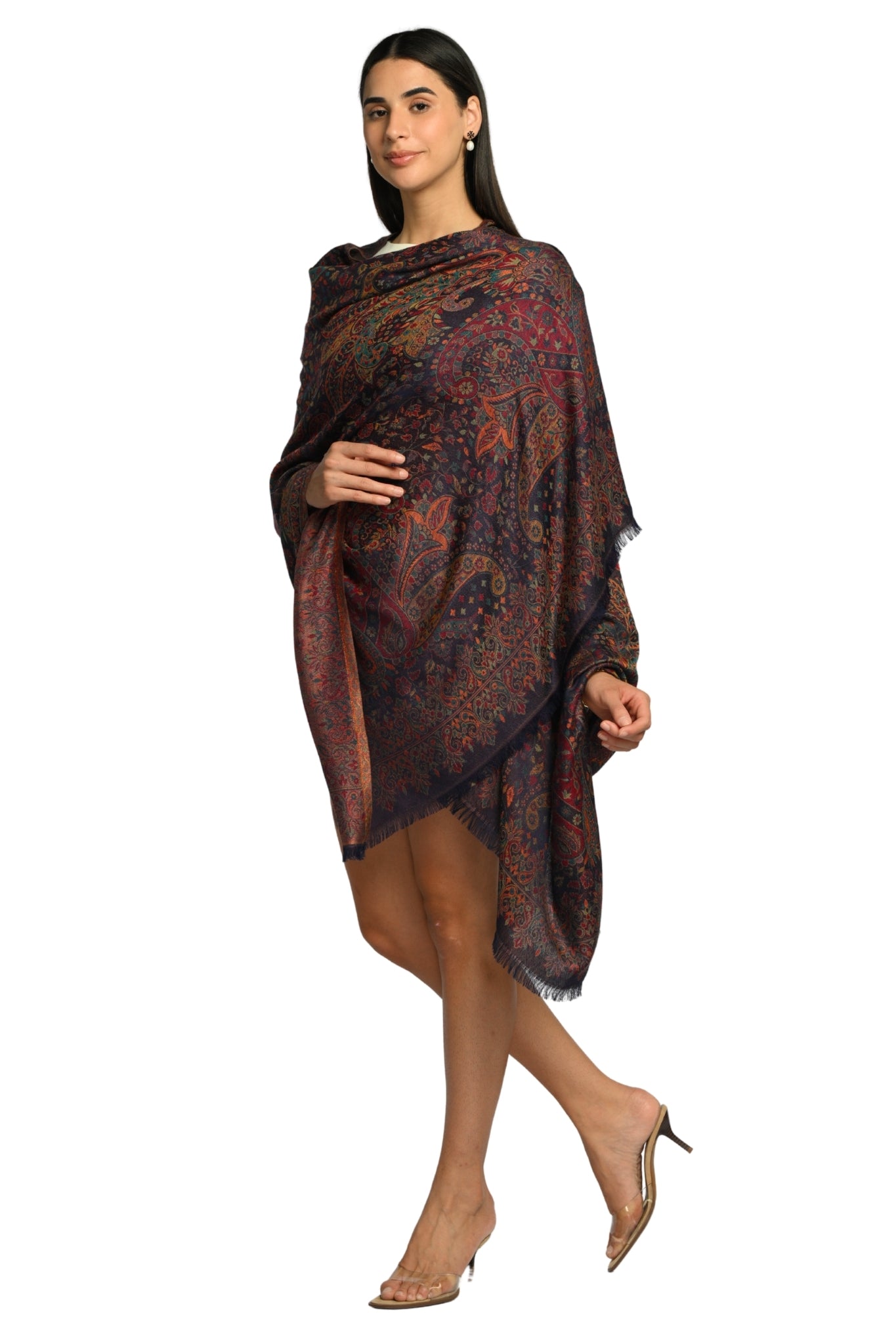 Taroob Vintage Paisley Kashmiri Silk Jamawar Shawl