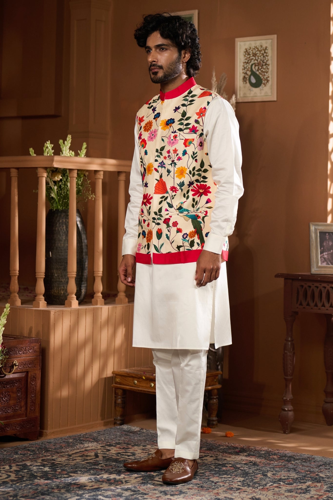 Taroob Bageecha Printed Nehru Jacket