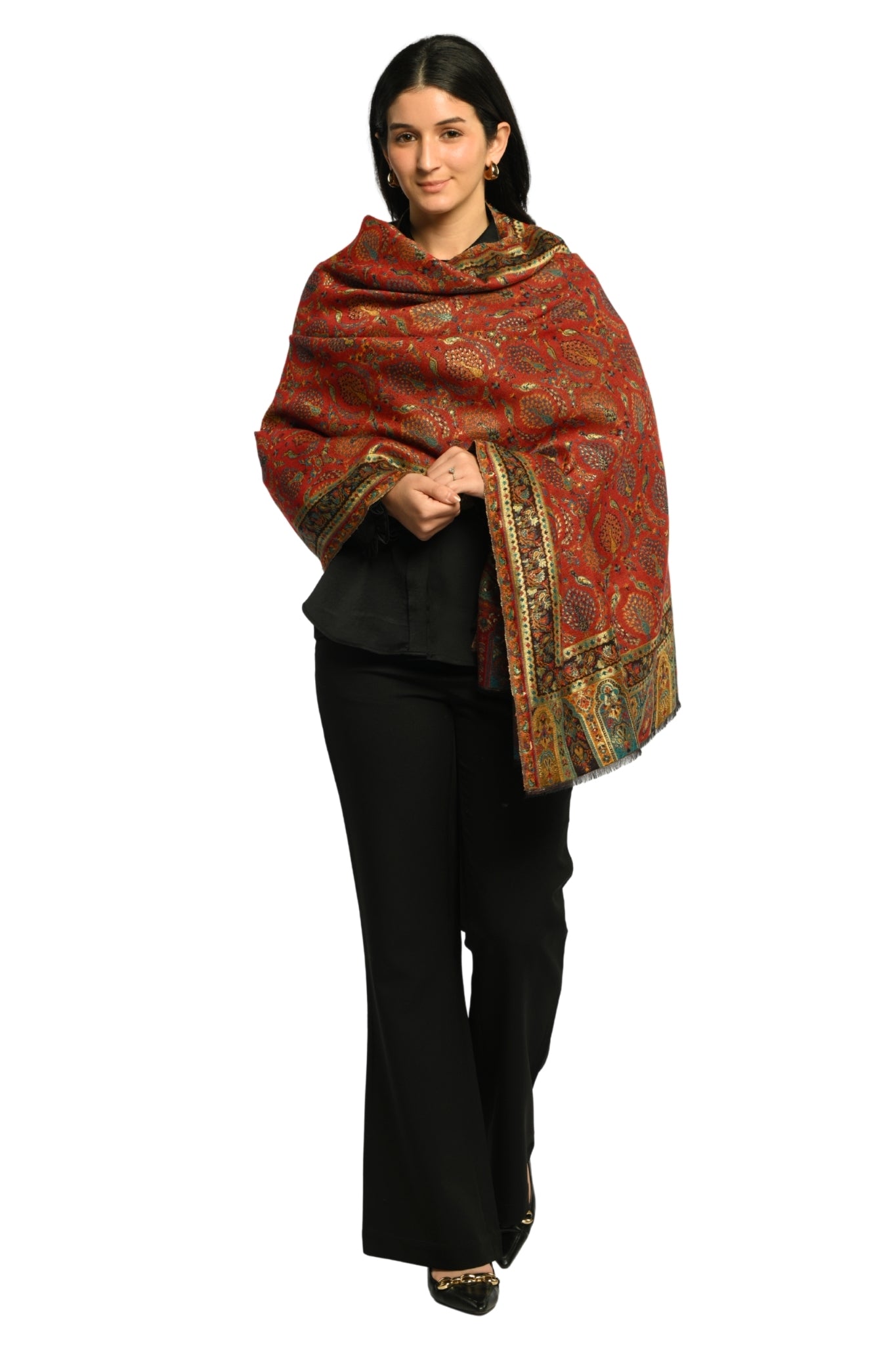 Taroob Peacock Garden Resham Shawl