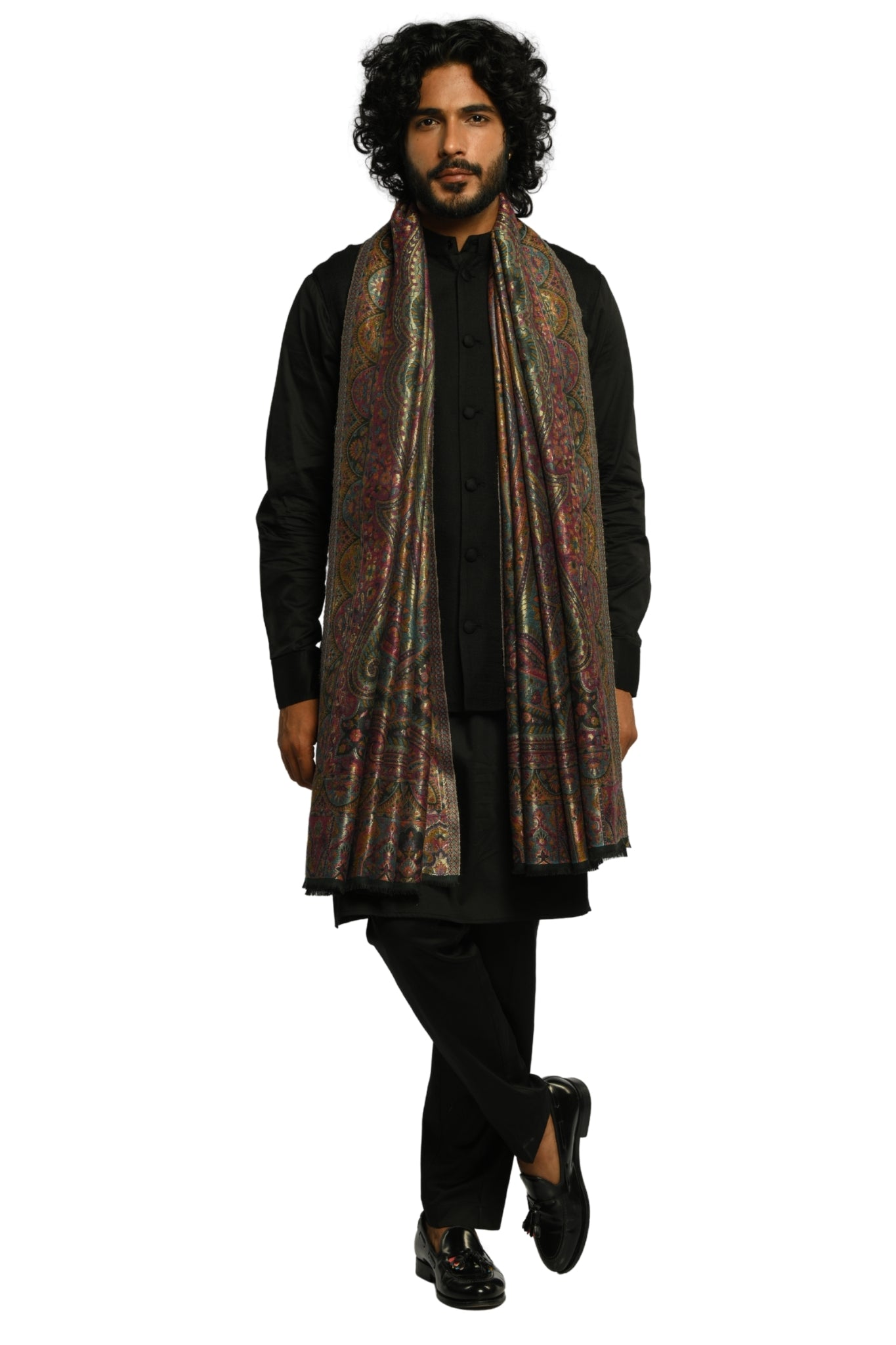 Taroob Vintage Paisley Resham Shawl
