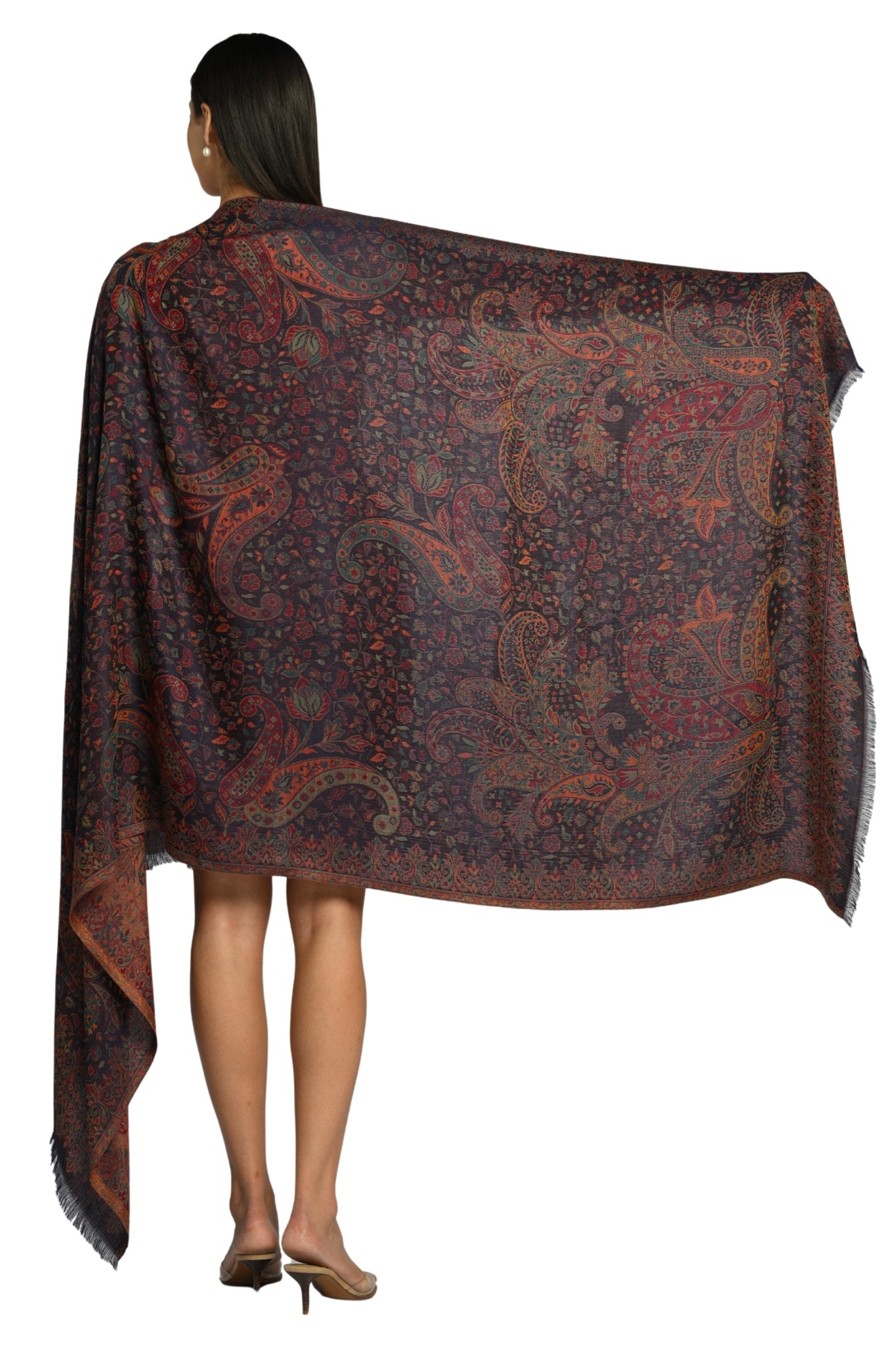 Taroob Vintage Paisley Kashmiri Silk Jamawar Shawl