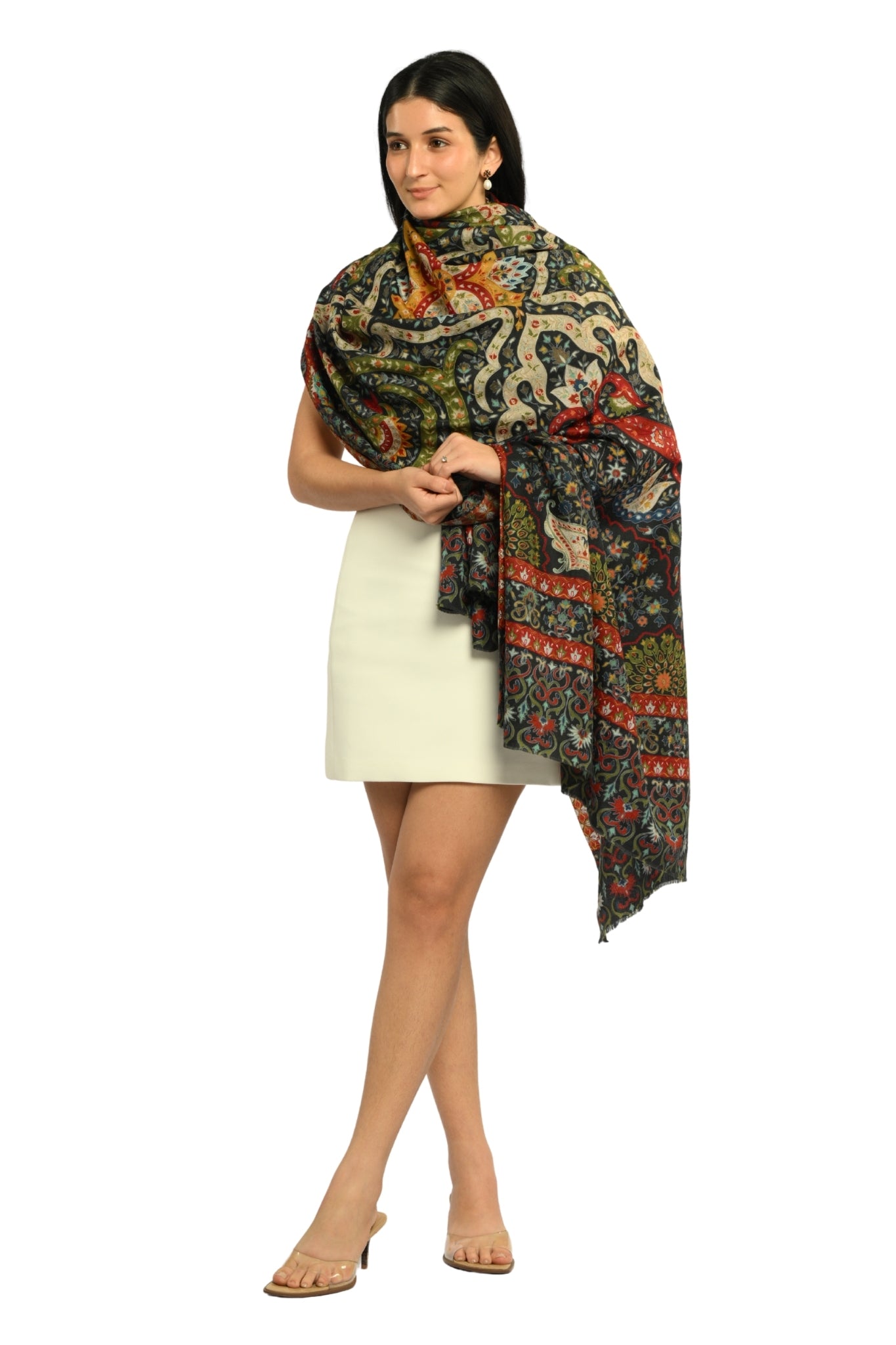 Taroob Noor Kalamkari Paisley Embroidered Shawl