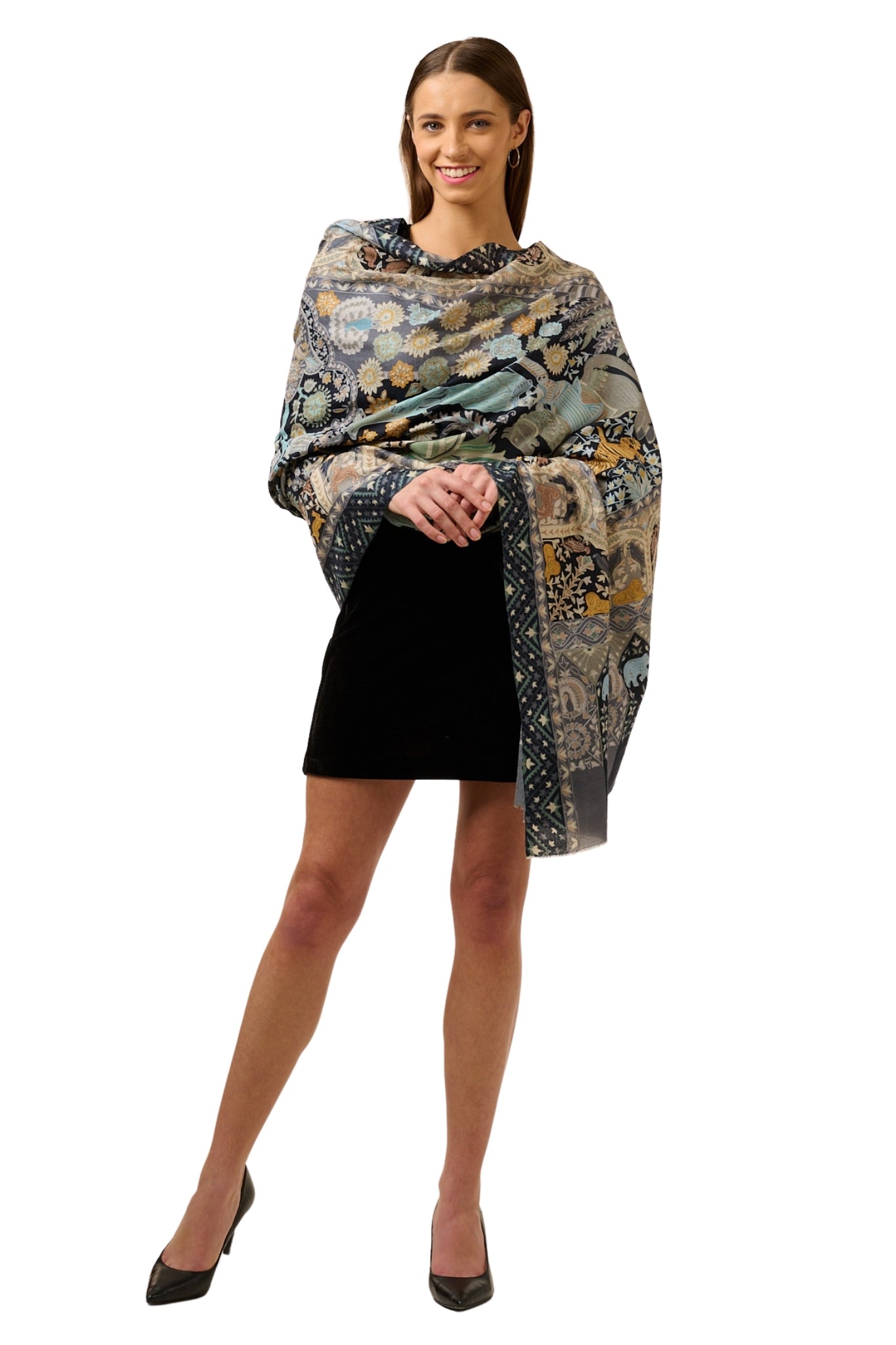 Taroob Royal Raj-Darbar Soft Wool Kalamkari Shawl