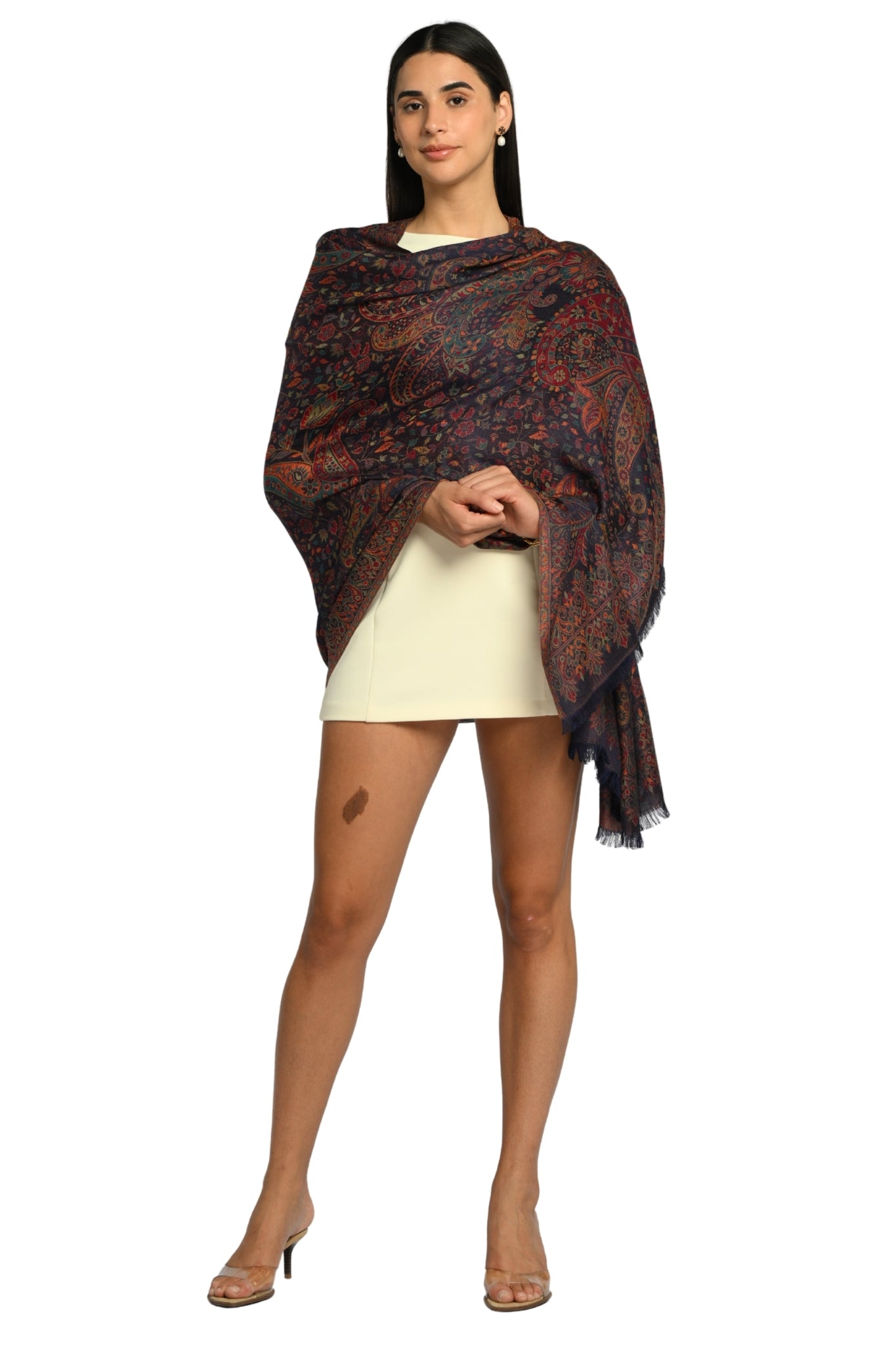 Taroob Vintage Paisley Kashmiri Silk Jamawar Shawl