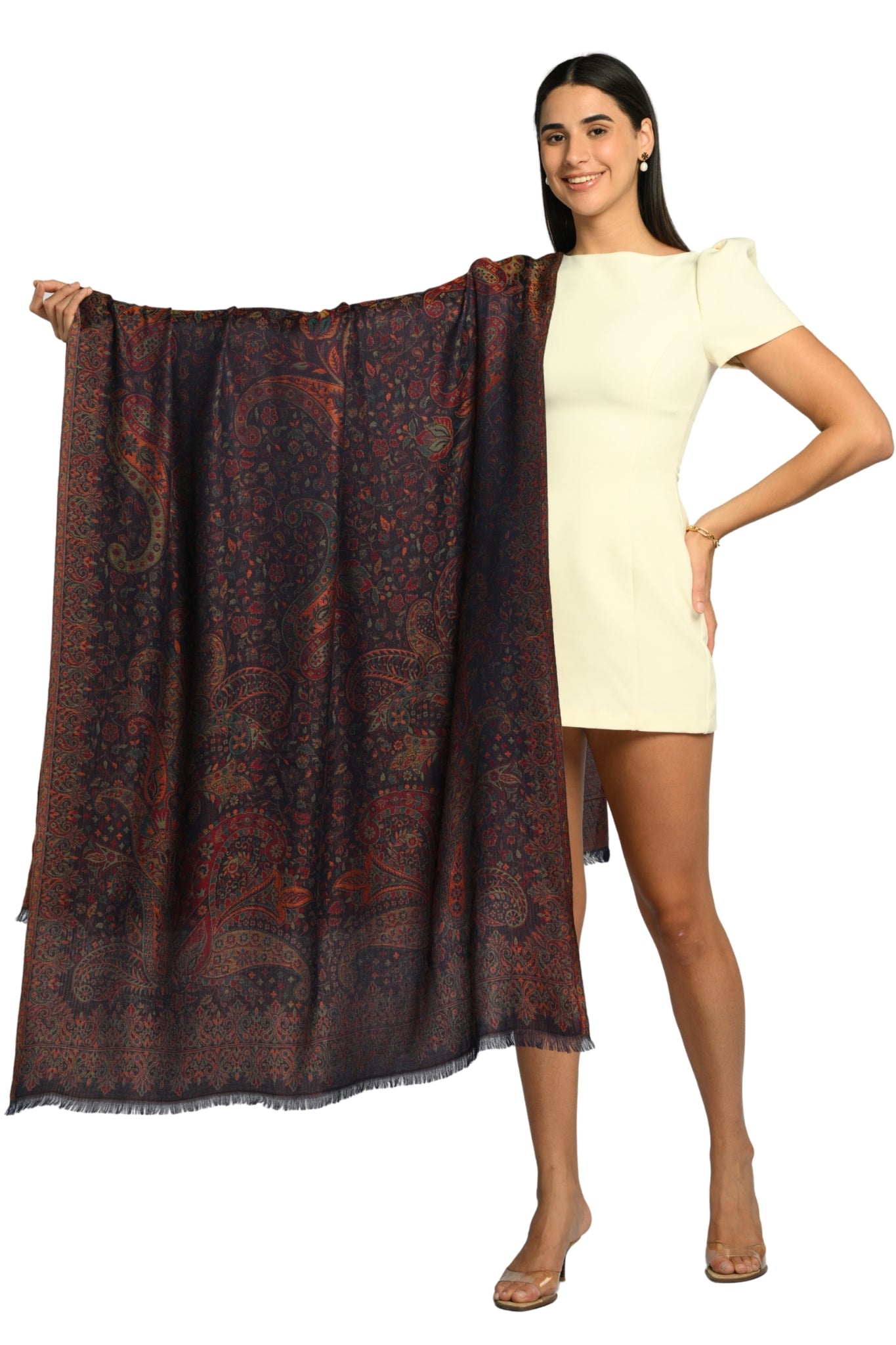 Taroob Vintage Paisley Kashmiri Silk Jamawar Shawl