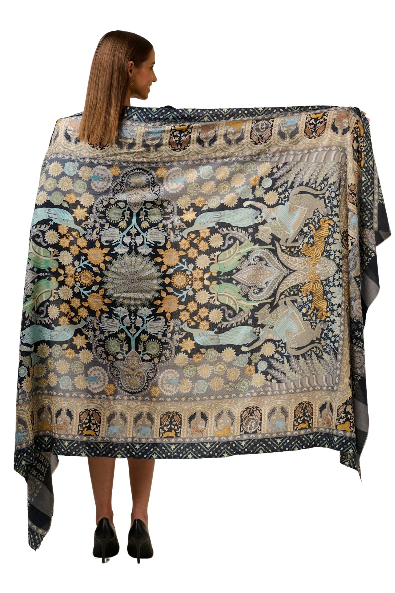 Taroob Royal Raj-Darbar Soft Wool Kalamkari Shawl