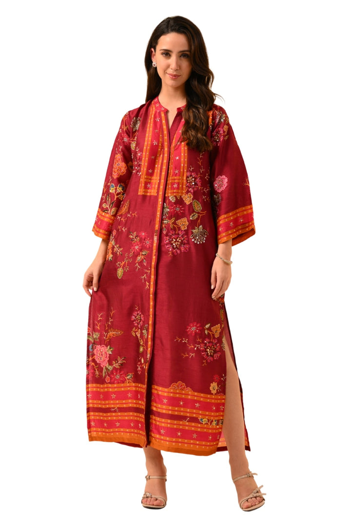 Taroob Florasion Silk Embroidered Kaftan