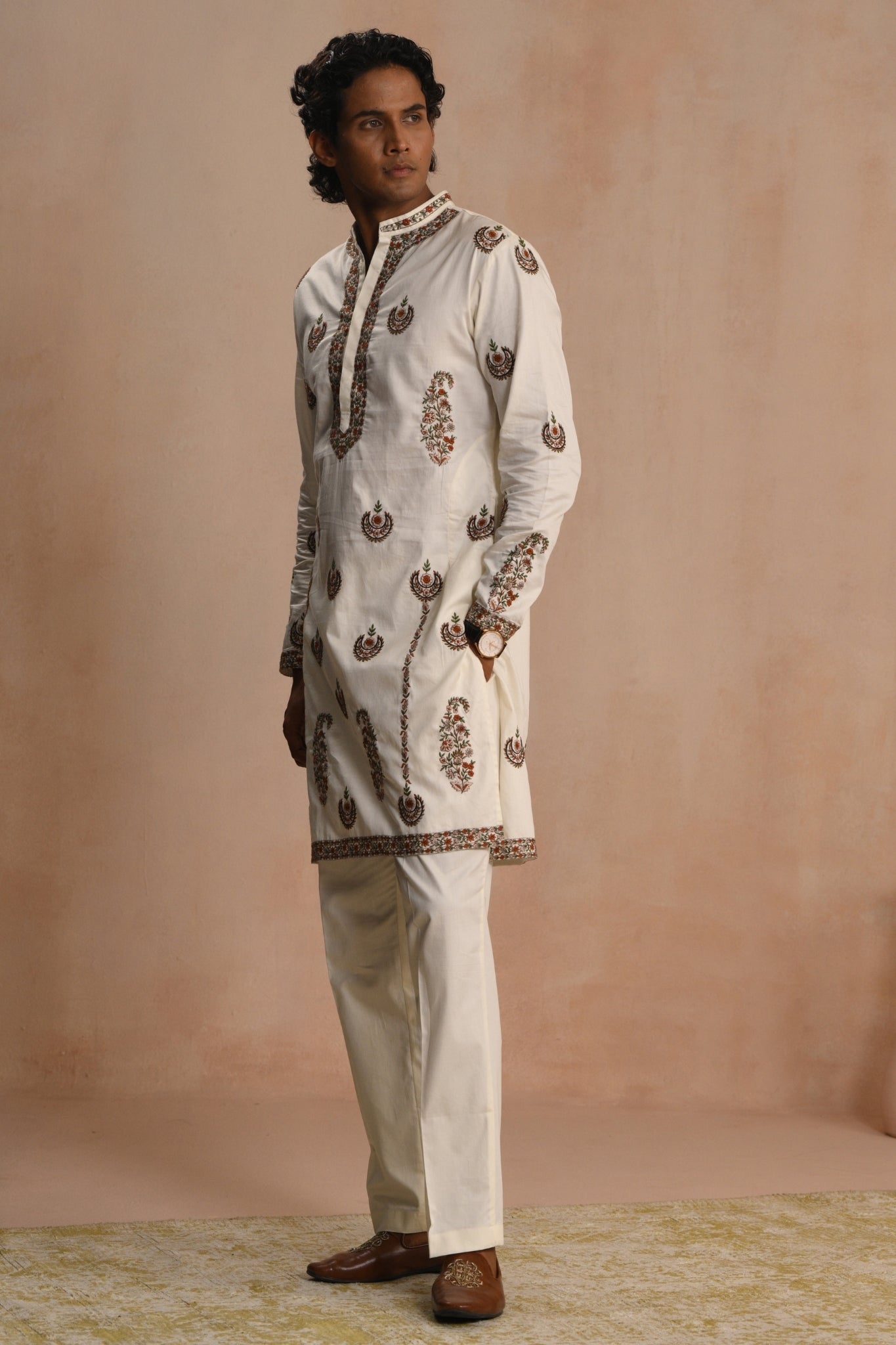 Ivory Mehrab Emrboidered Kurta Pajama Set