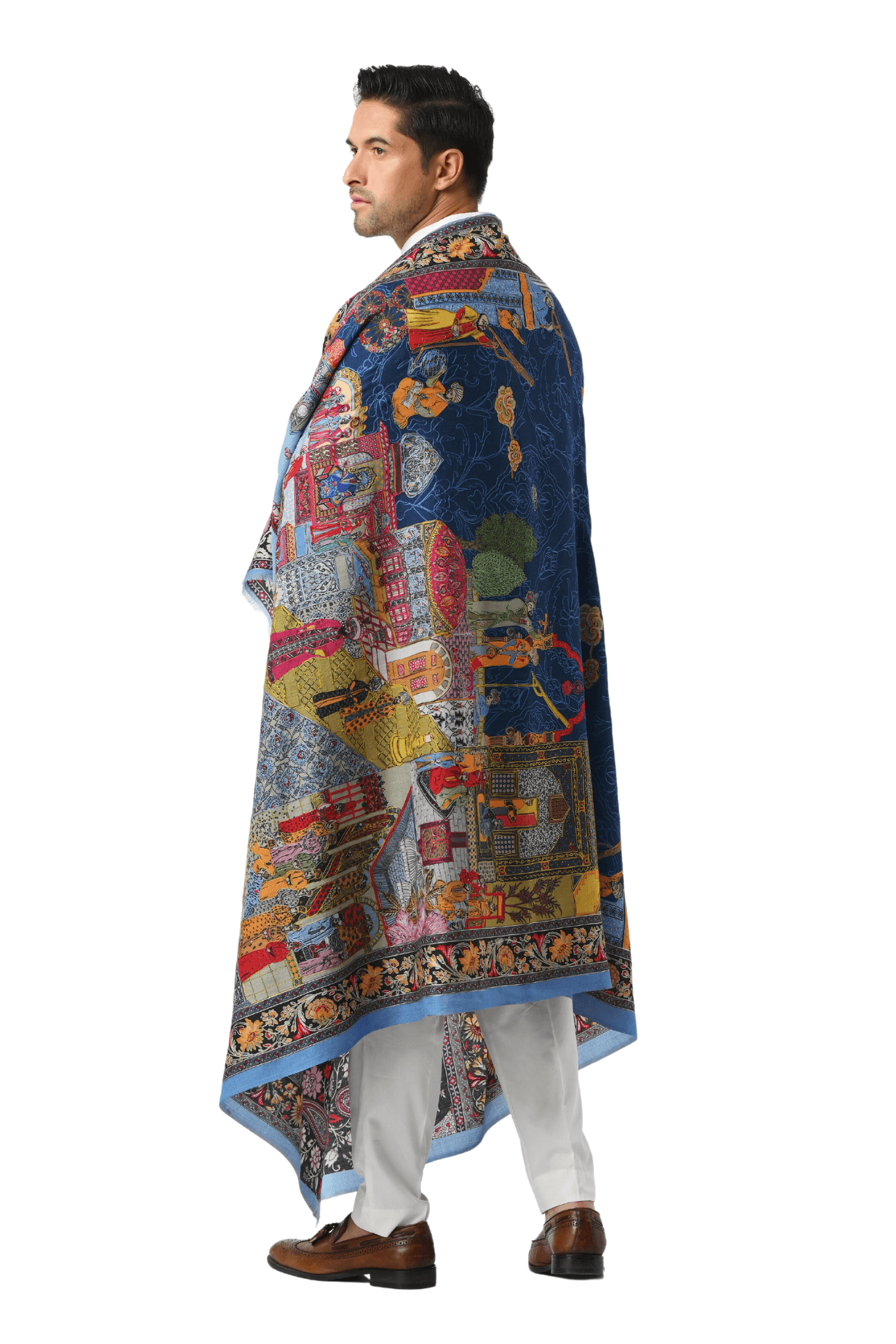Taroob Raj-Darbar Men's Kalamkari Wool Dusala