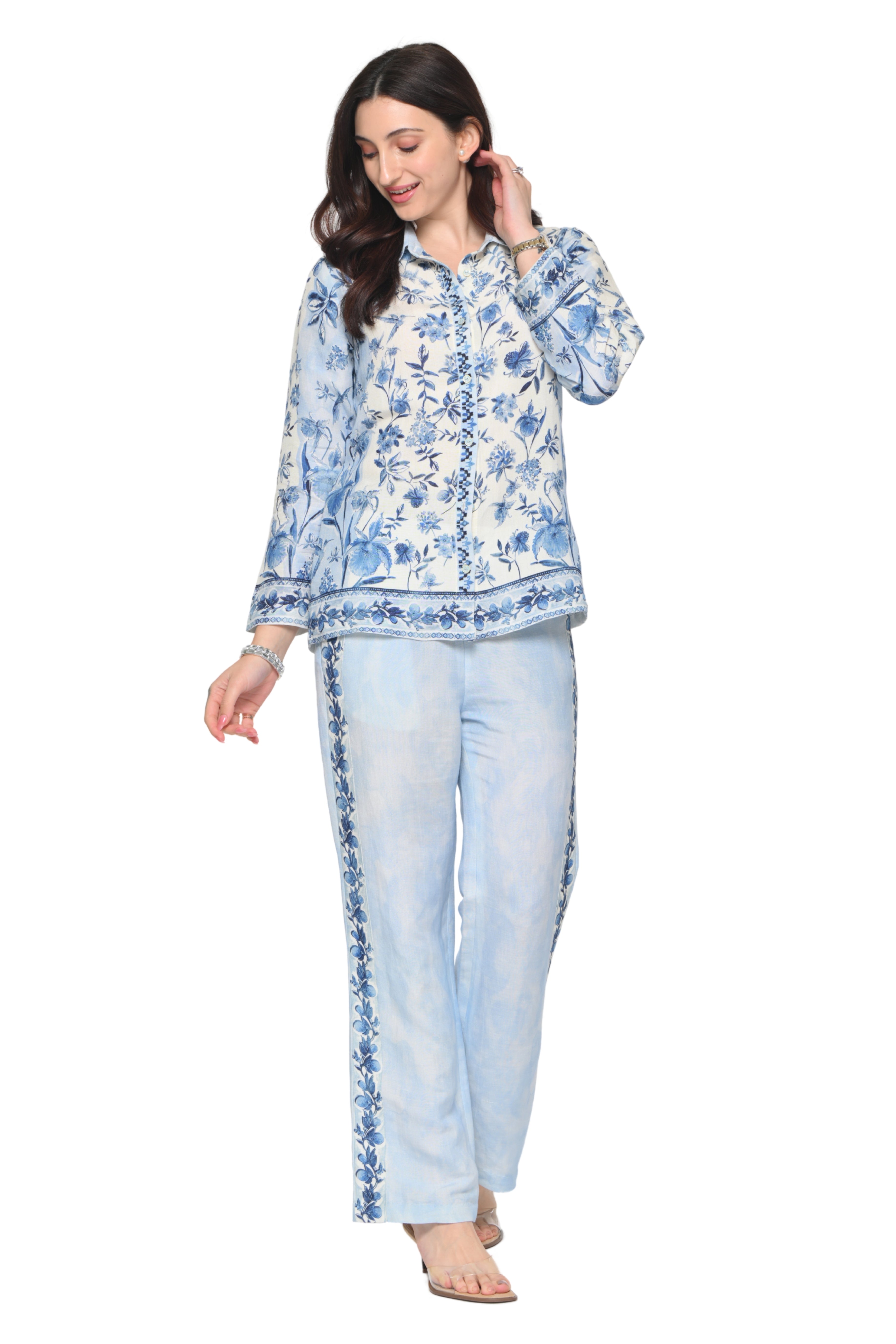 Taroob Mono-tone Garden Rhapsody Linen Co-ord Set