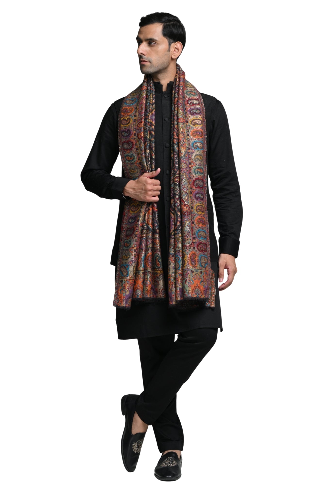 Regal Kashmiri Resham Reversible Shawl – Men's Zari Shawls | Taroob