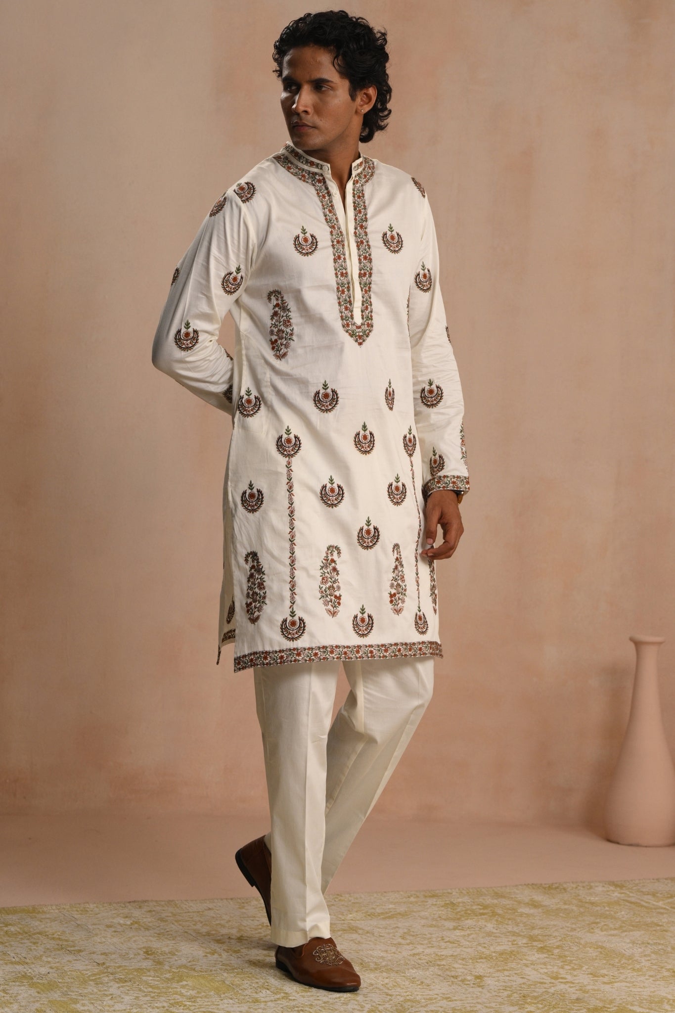 Ivory Mehrab Emrboidered Kurta Pajama Set