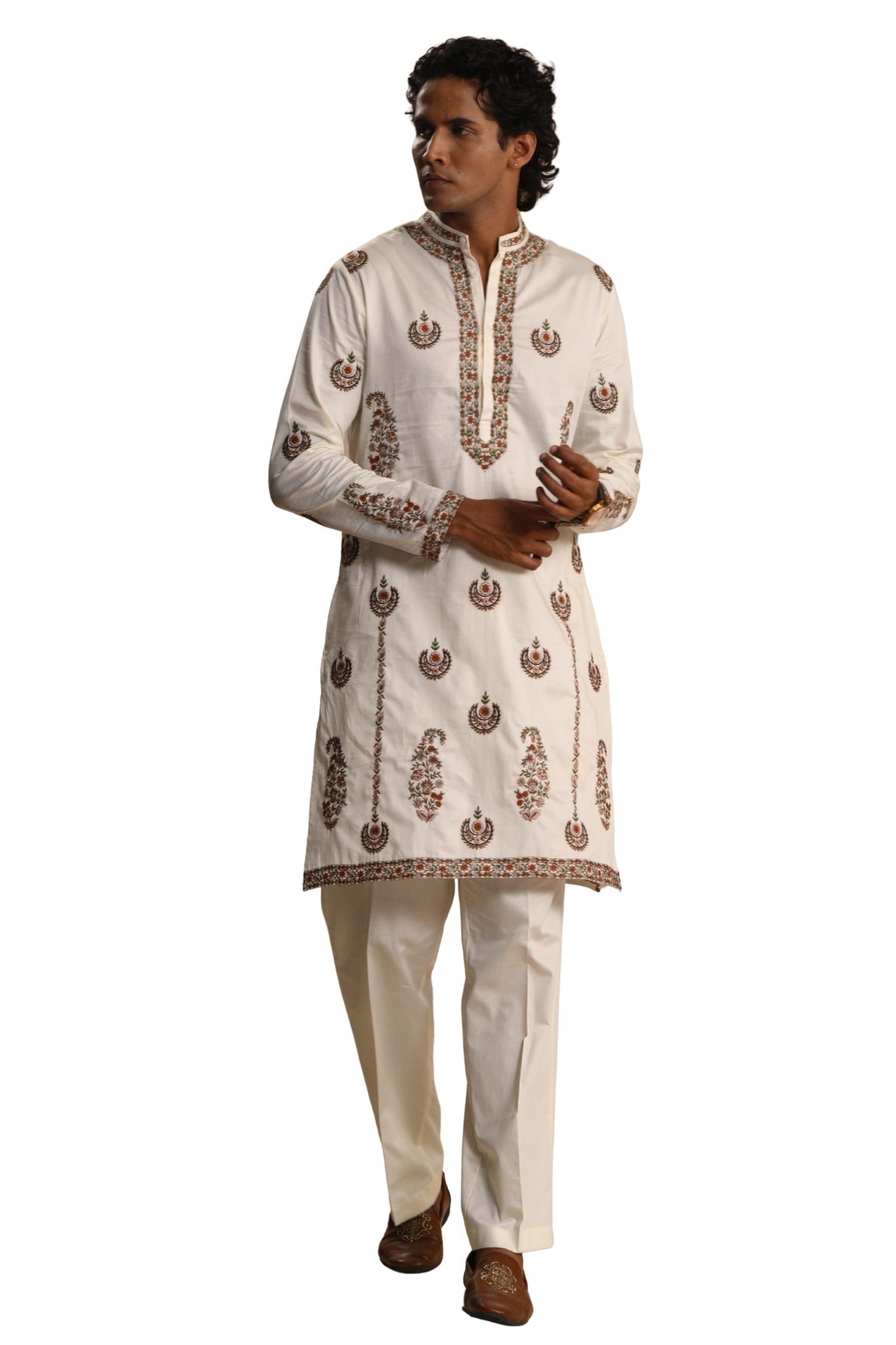 Ivory Mehrab Emrboidered Kurta Pajama Set