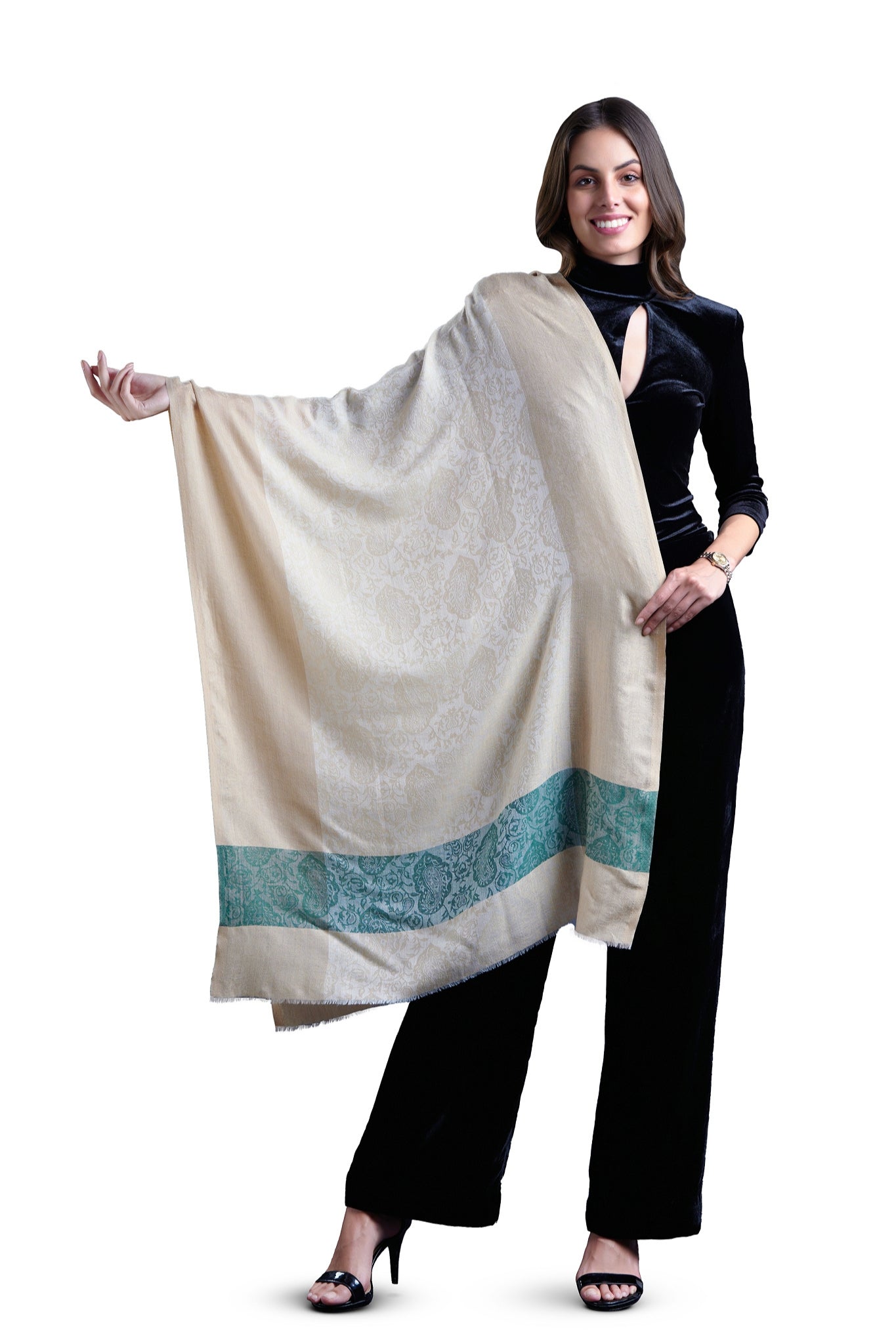 Taroob Gift Set of Silk Jama Stole for Her & Fine Wool Stole for Him