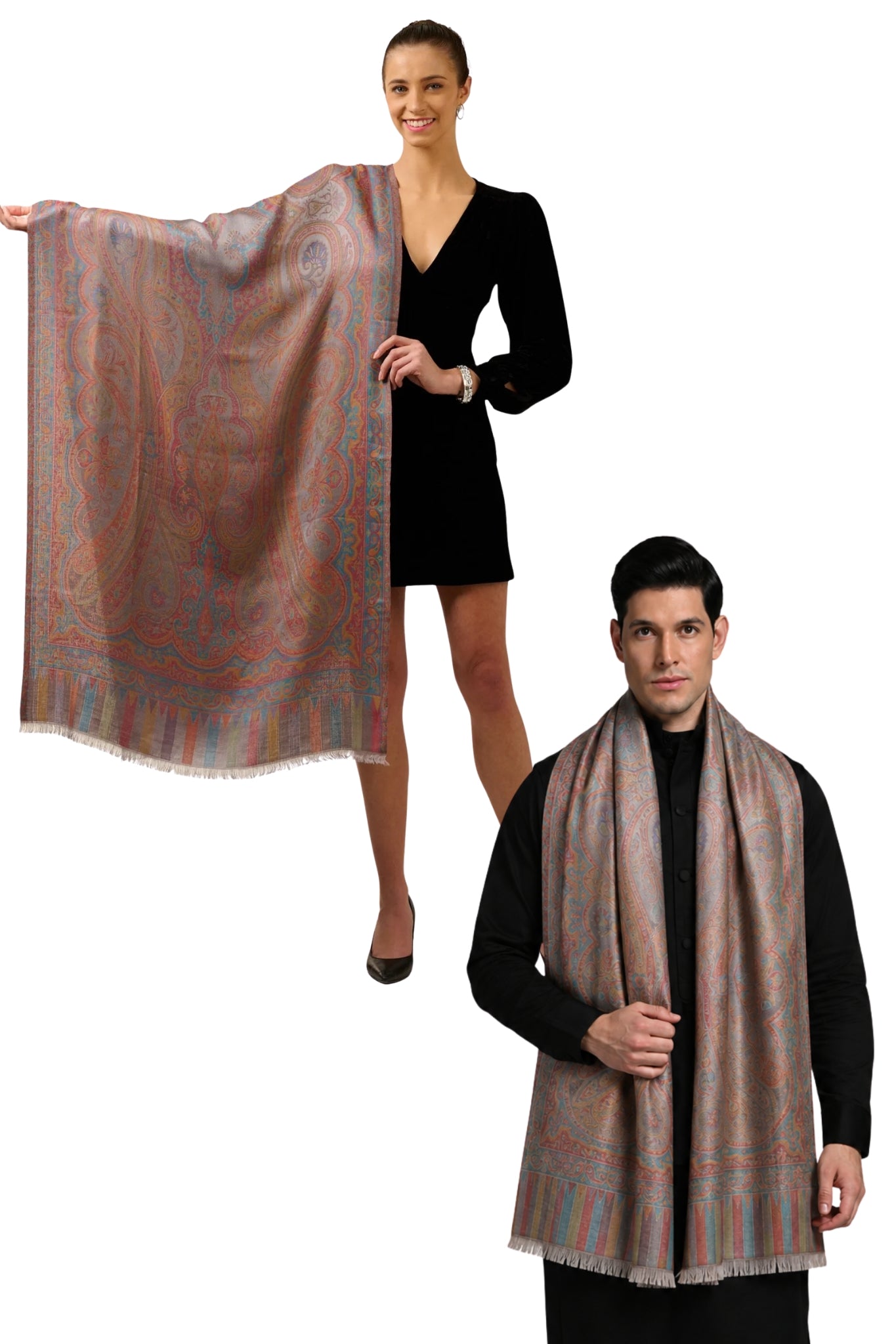 Taroob Gift Set of Paisley Silk Jamawar Stole or Him or Her ( Unisex Stole )