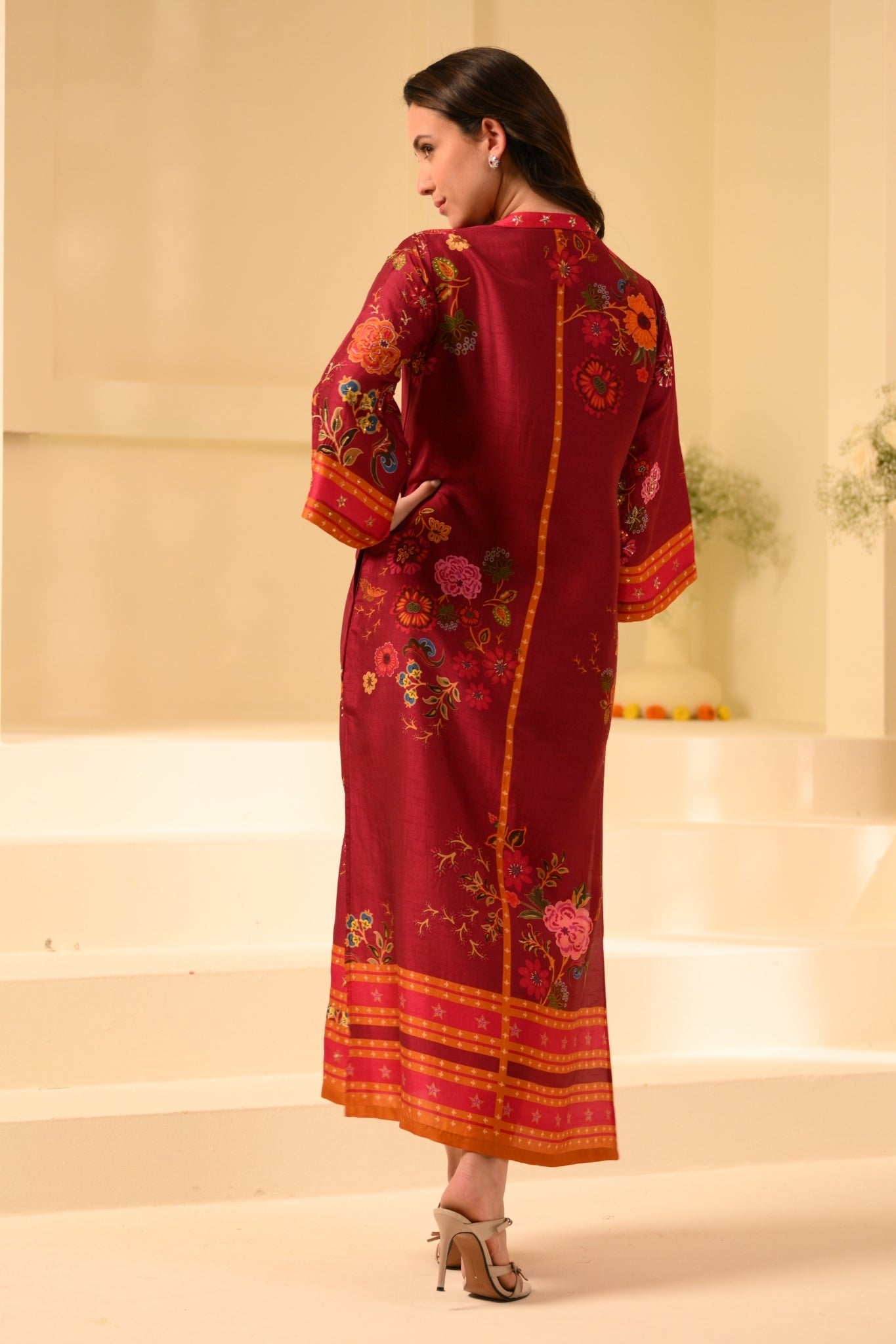 Taroob Florasion Silk Embroidered Kaftan