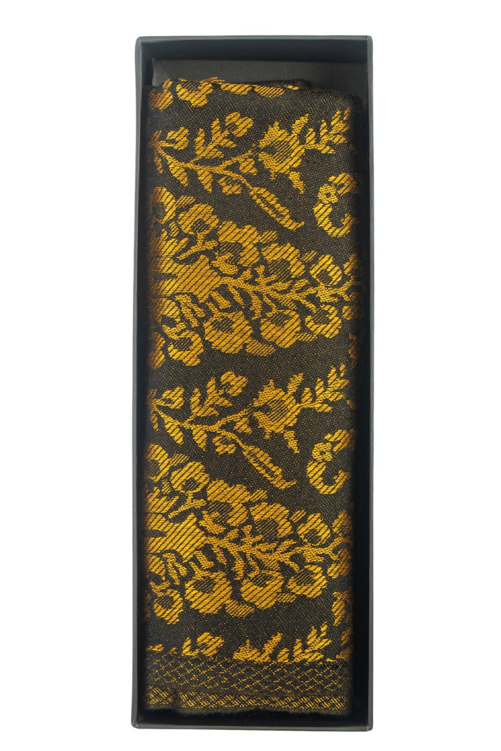 Taroob Gift Set of Unisex Black & Gold Stole for Him or Her
