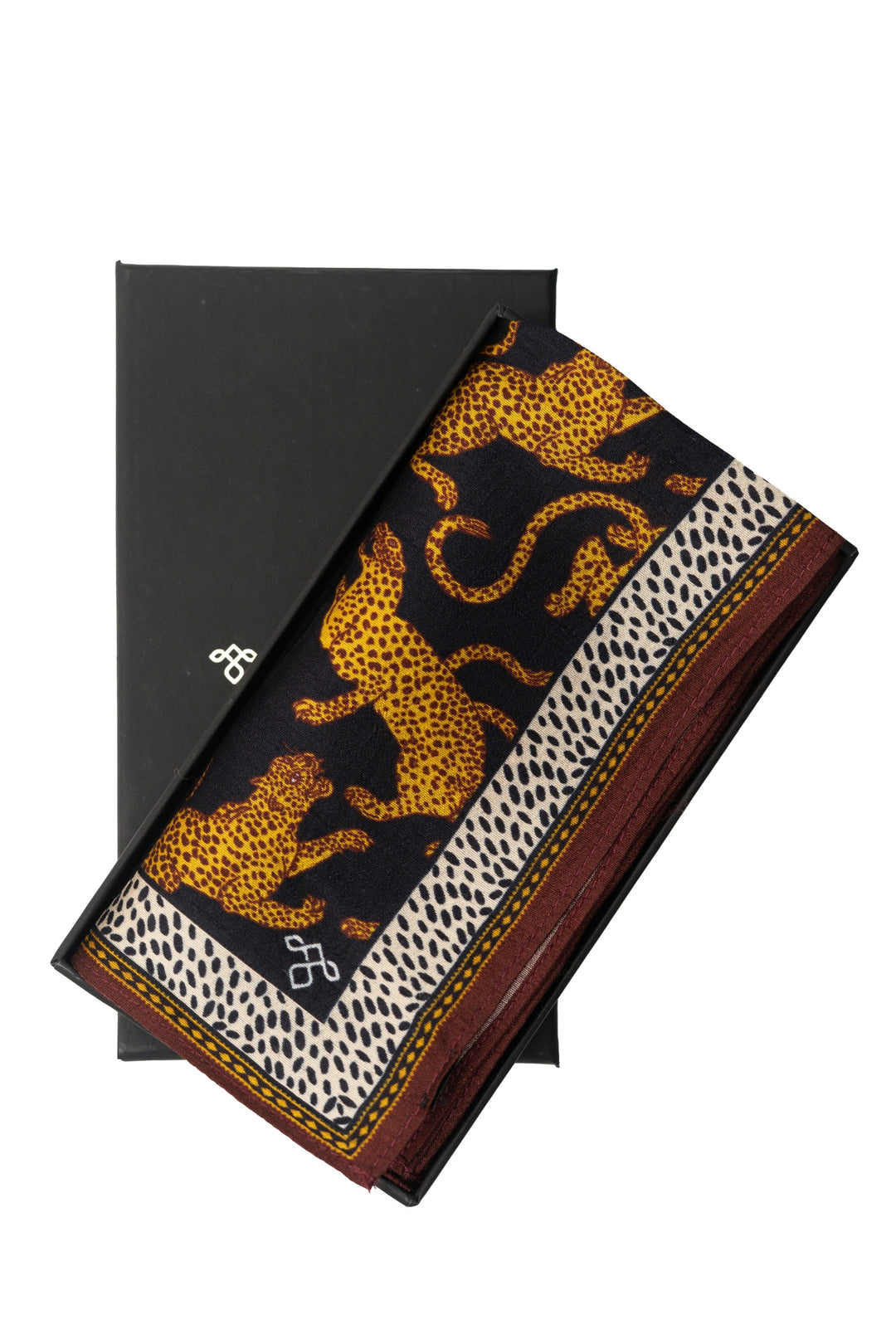 Taroob Silk Linen Leopard Pocket Square