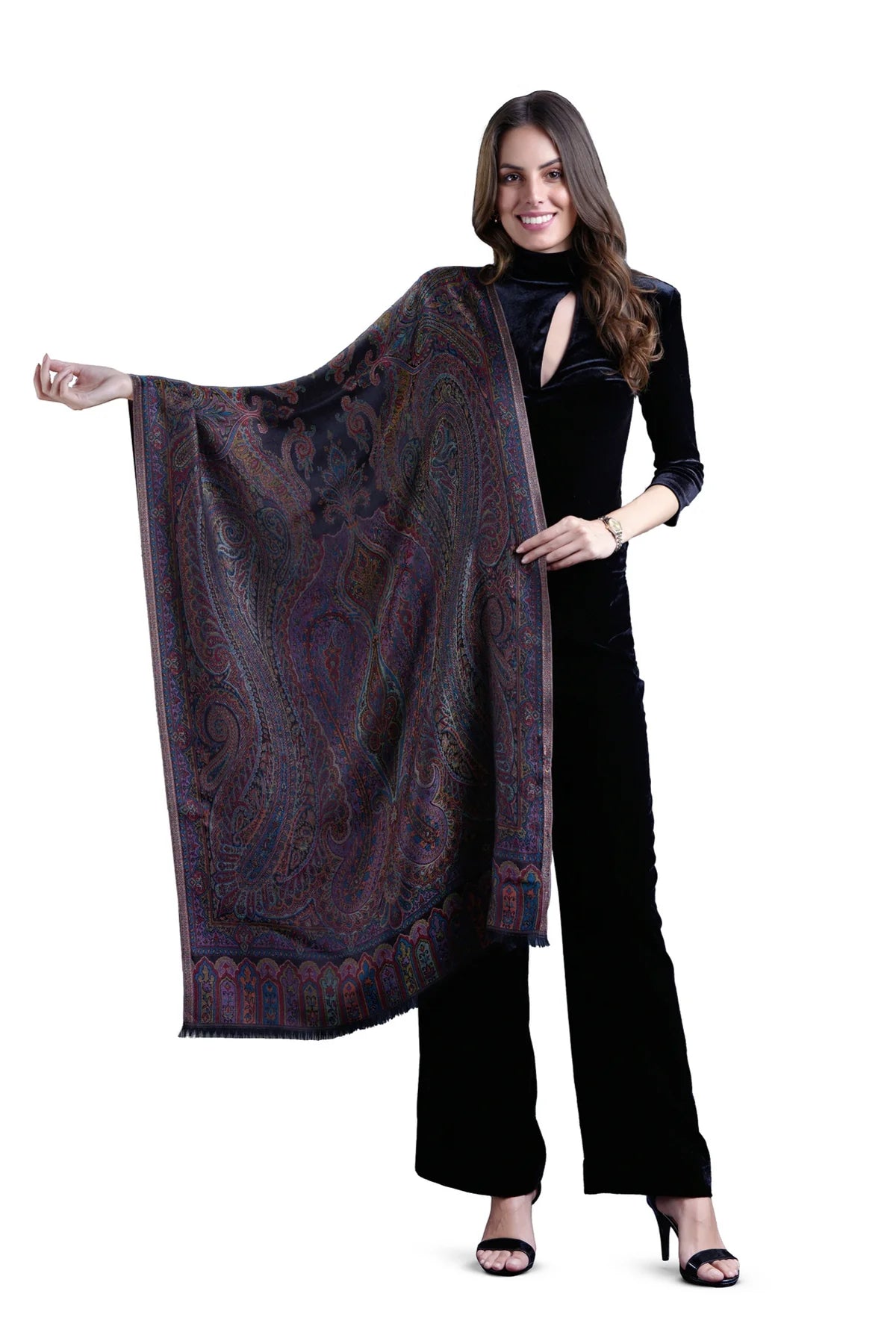 Taroob Gift Set of Silk Jamawar Stole & Pocket Square