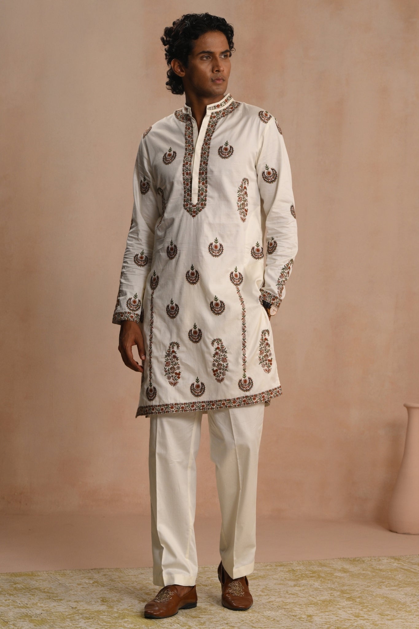 Ivory Mehrab Emrboidered Kurta Pajama Set
