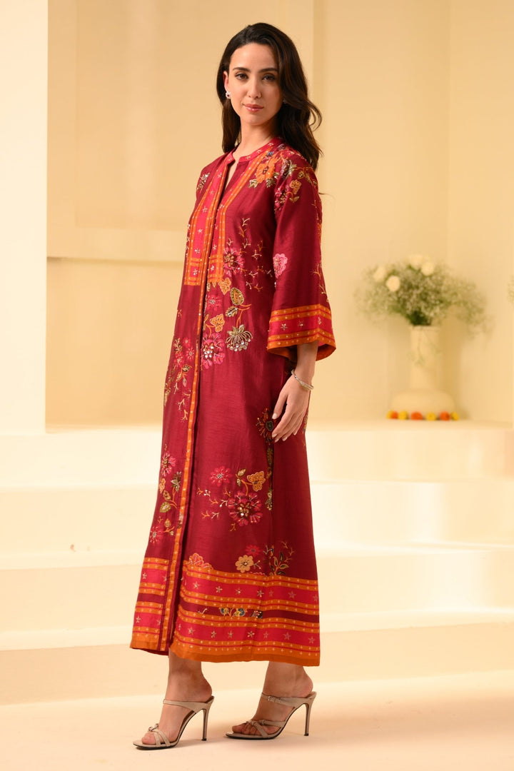 Taroob Florasion Silk Embroidered Kaftan