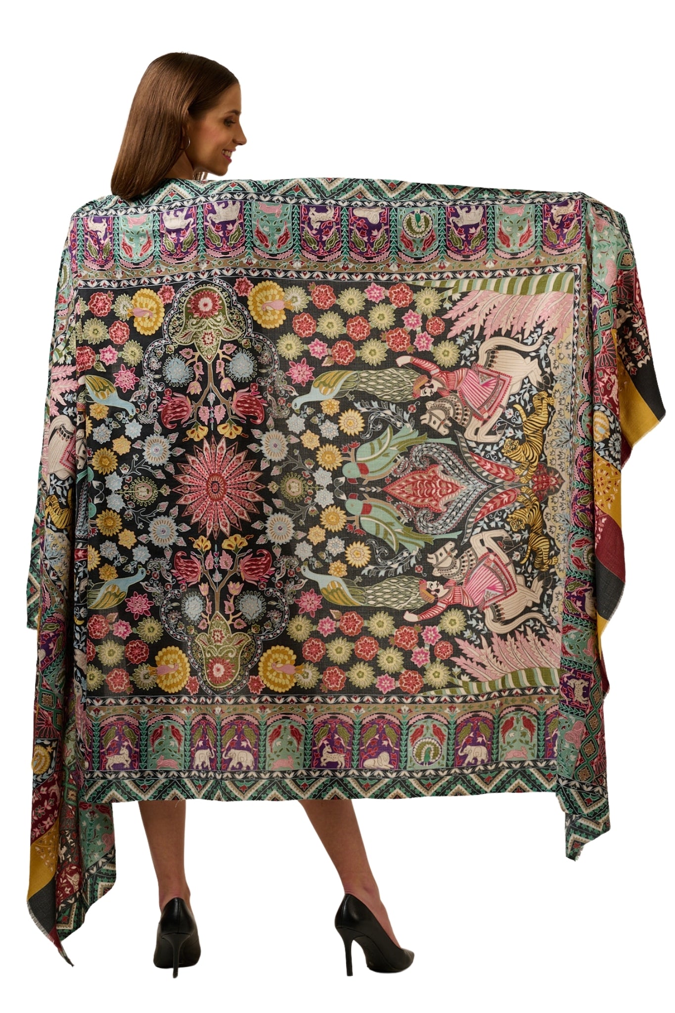 Taroob Royal Raj-Darbar Soft Wool Kalamkari Shawl