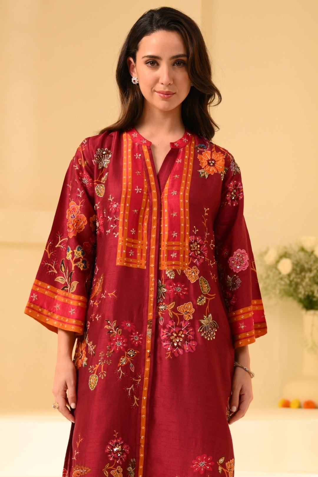 Taroob Florasion Silk Embroidered Kaftan