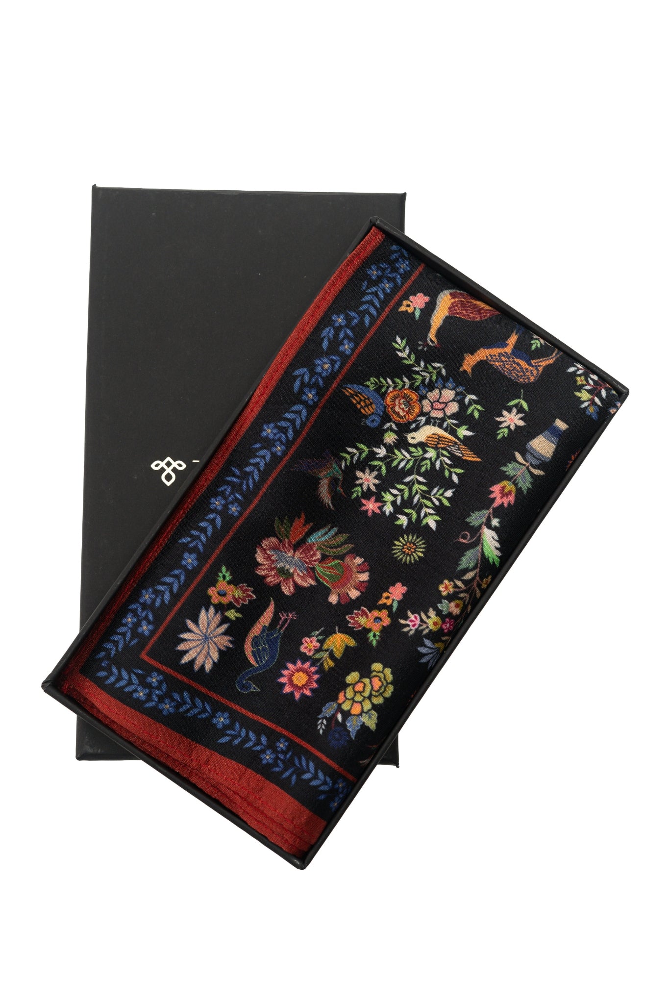 Taroob Silk Linen Safari Pocket Square Black