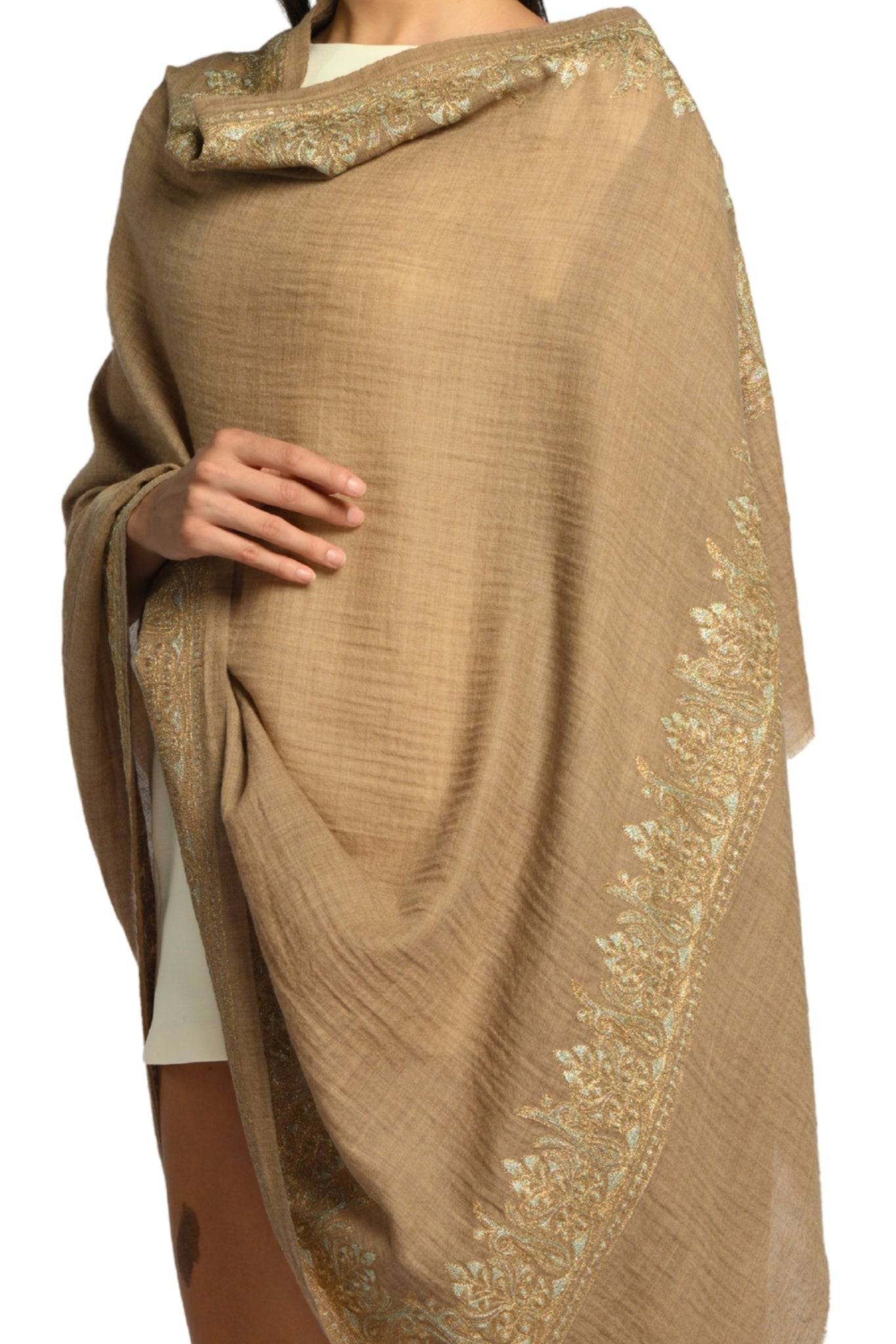 Taroob Signature Tilla Border Wool Shawl