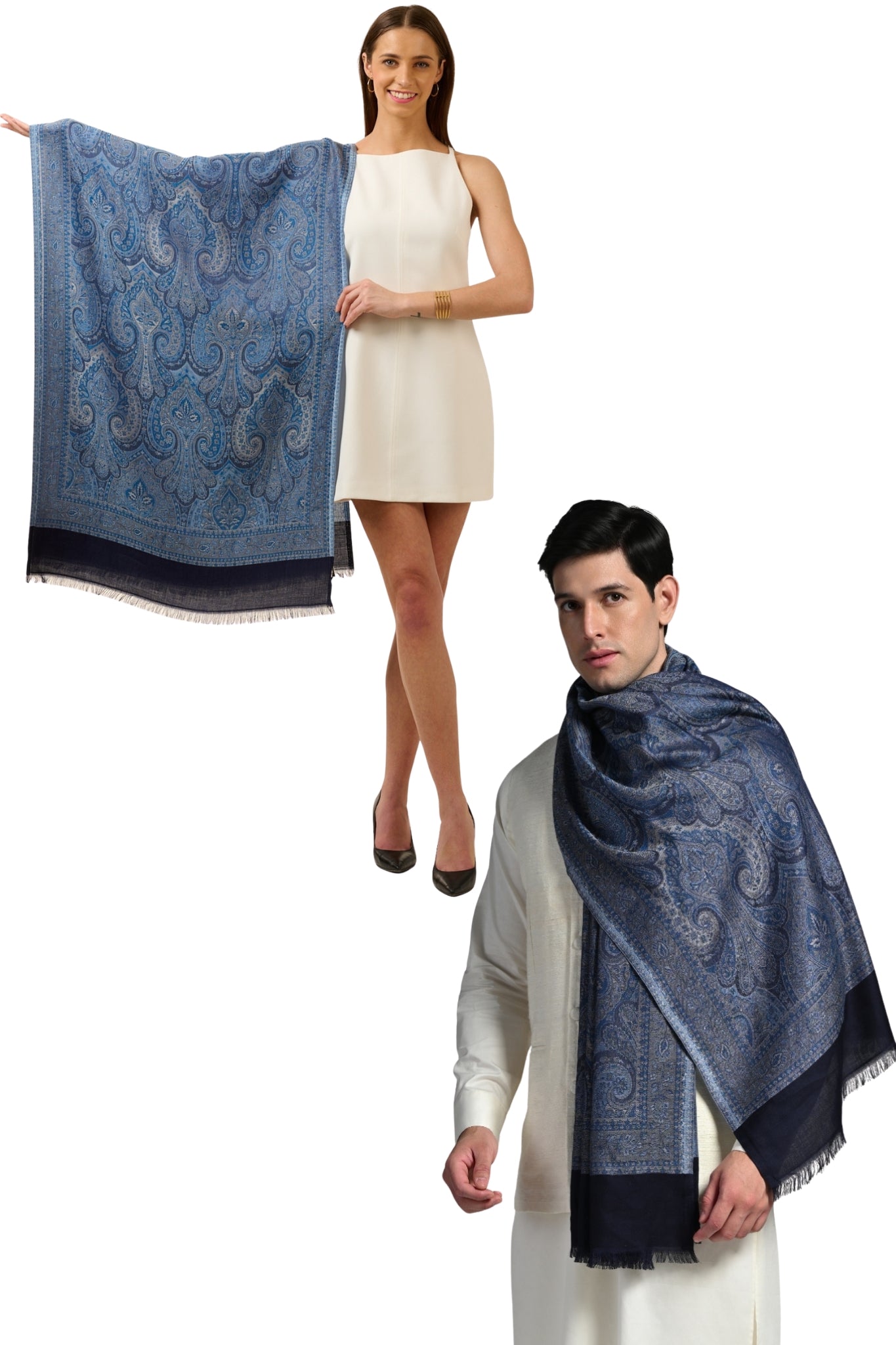 Taroob Gift Set of Paisley Silk Jamawar Stole or Him or Her ( Unisex Stole )